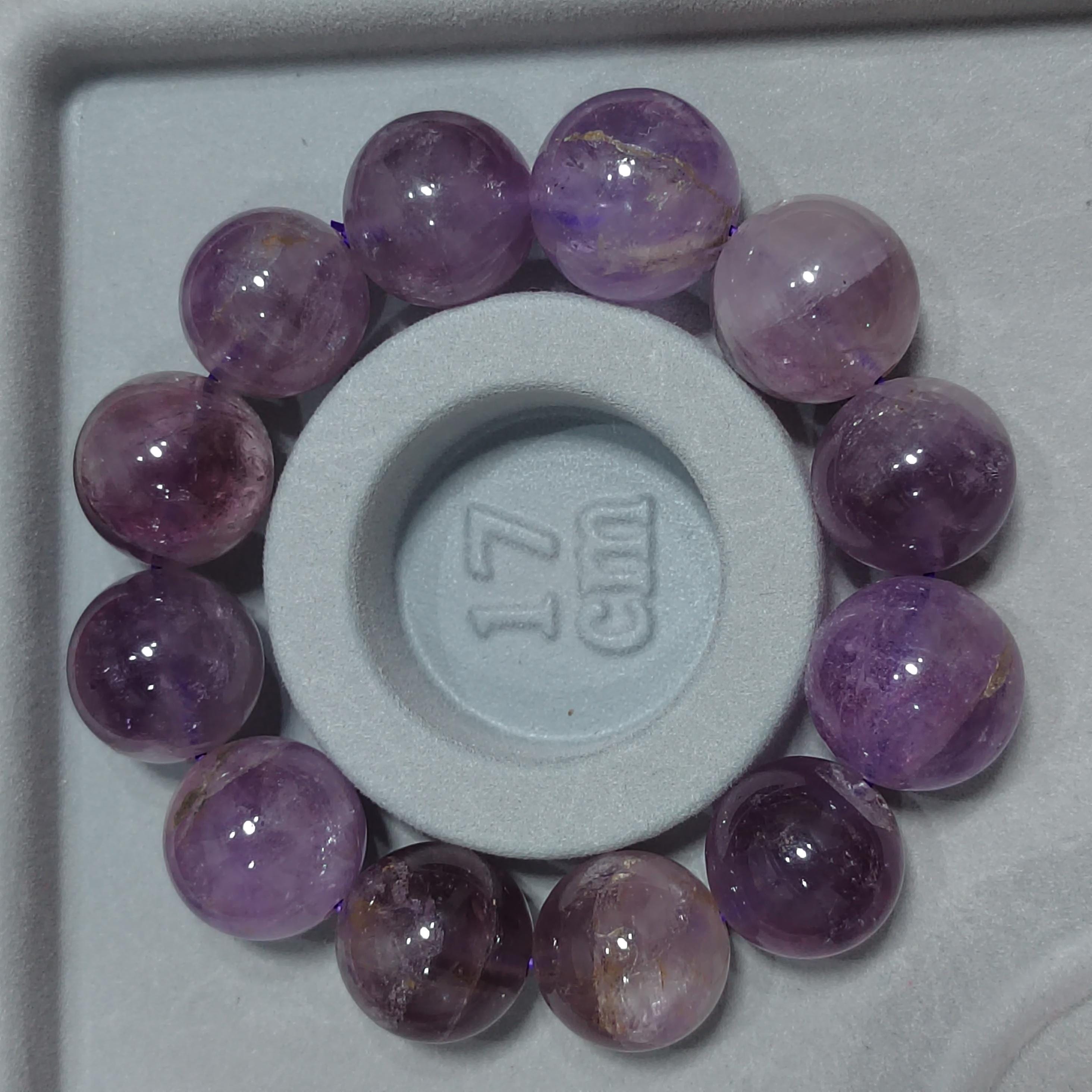 Large 18.5–19.5mm Natural Purple Lavender Amethyst Quartz Beads Bracelet, Statement Gemstone Jewelry SL107 - SL Precious