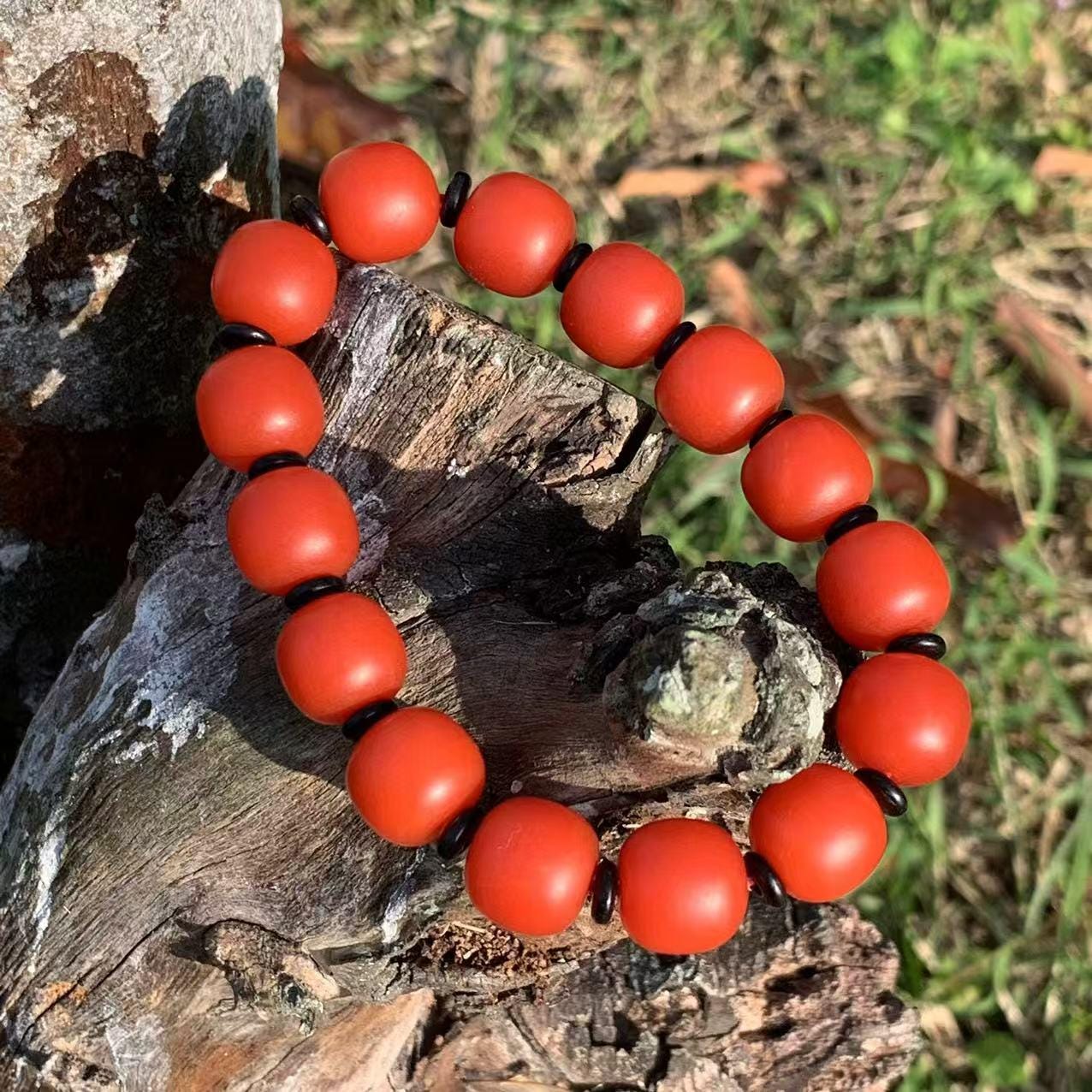 Certified A-Grade Natural Southern Baoshan Yunna Nanhong Red Agate Barrel Beads Bracelet SL267X26 中国云南保山南红玛瑙手串-冰红，满肉，透光
