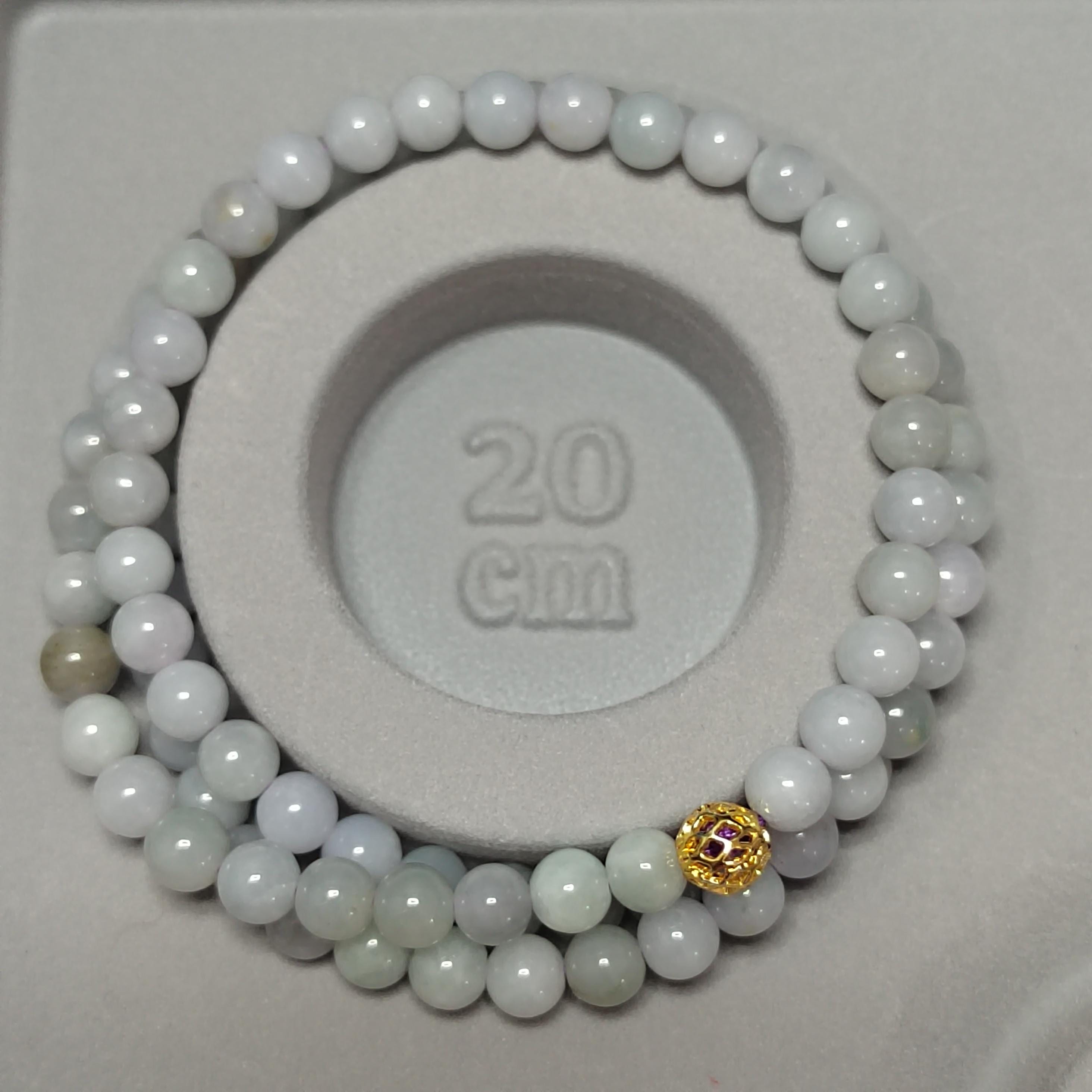 Certified Elegant A-Grade Natural Untreated Burmese Purple Icy Jadeite Bead Bracelet - Minimalist Design SL336 - SL Precious