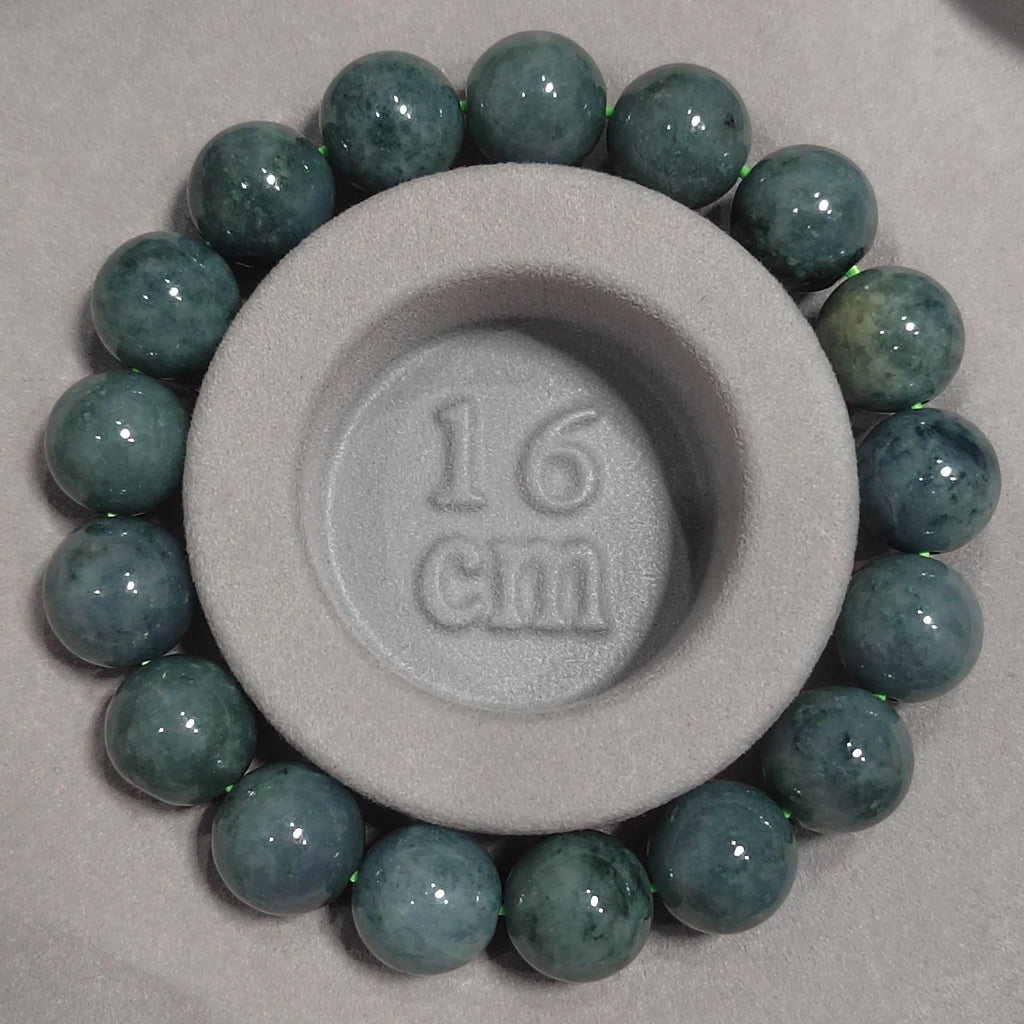 Certified Burmese Natural Blue Water Untreated Beautiful Blue Green Yellow 17pcs Beads Jadeite Bracelet 蓝水带黄翡 SL105