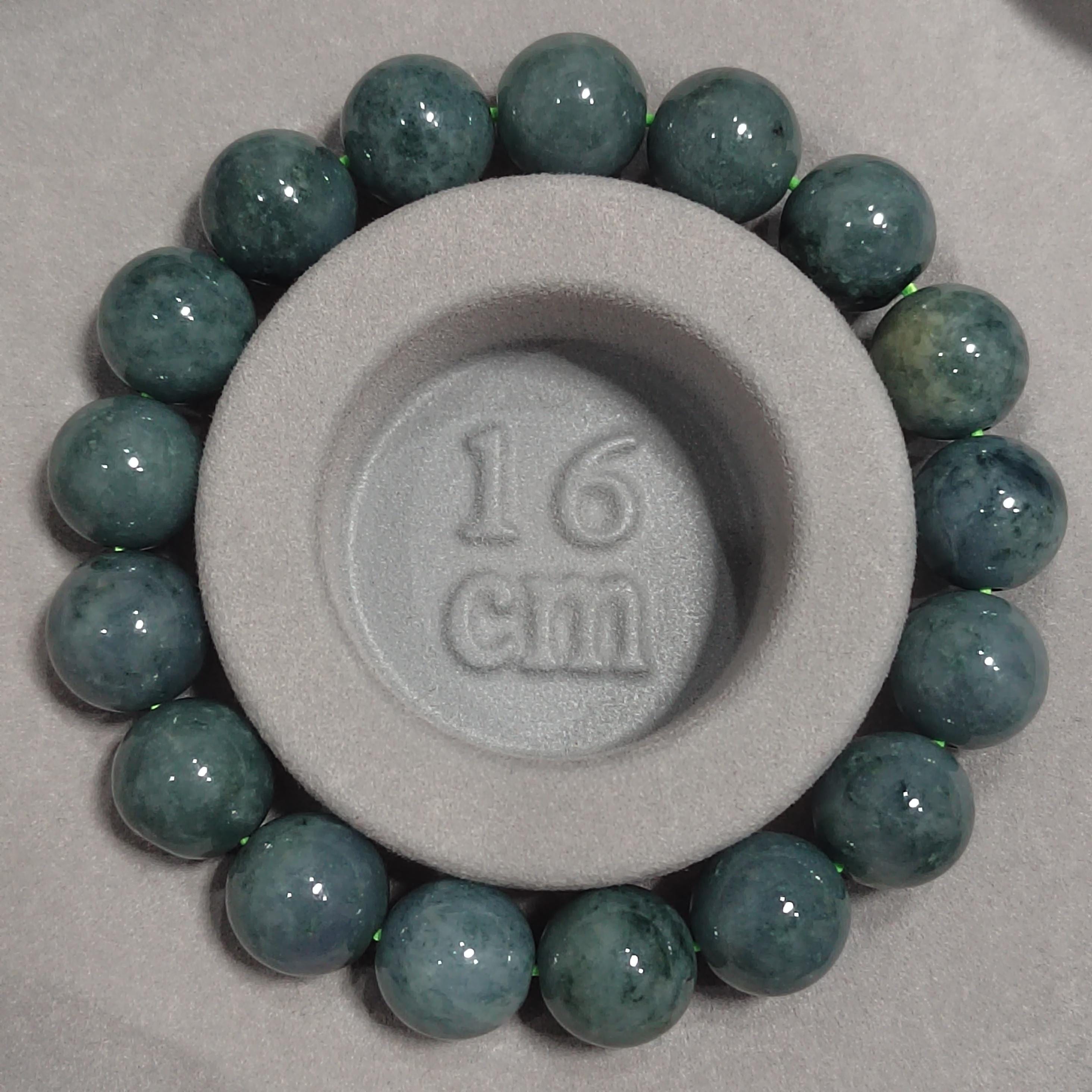Certified Burmese Natural Blue Water Untreated Beautiful Blue Green Yellow 17pcs Beads Jadeite Bracelet 蓝水带黄翡 SL105