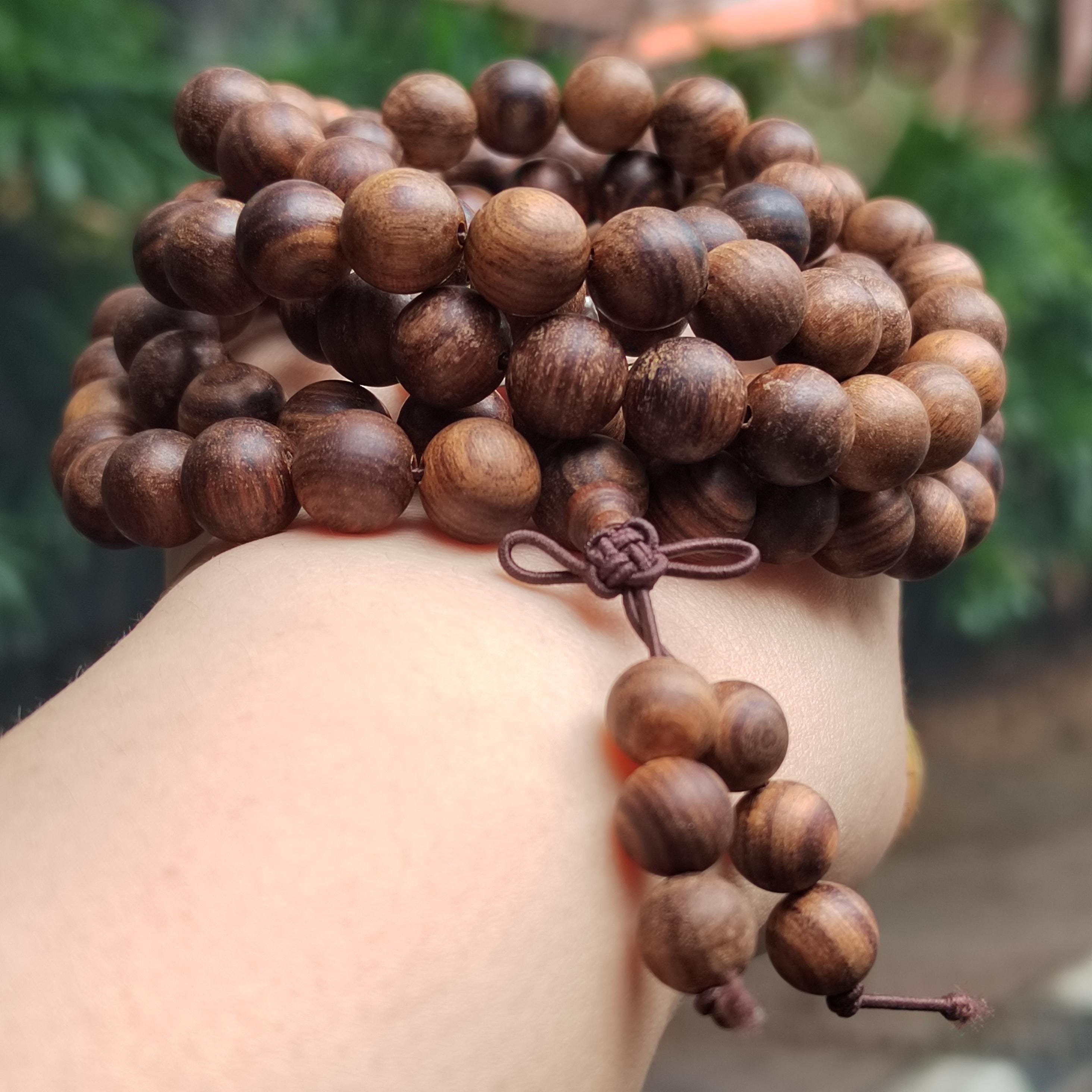 Burmese Red Soil Agarwood Mala: 108 Aromatic Prayer Beads SL422