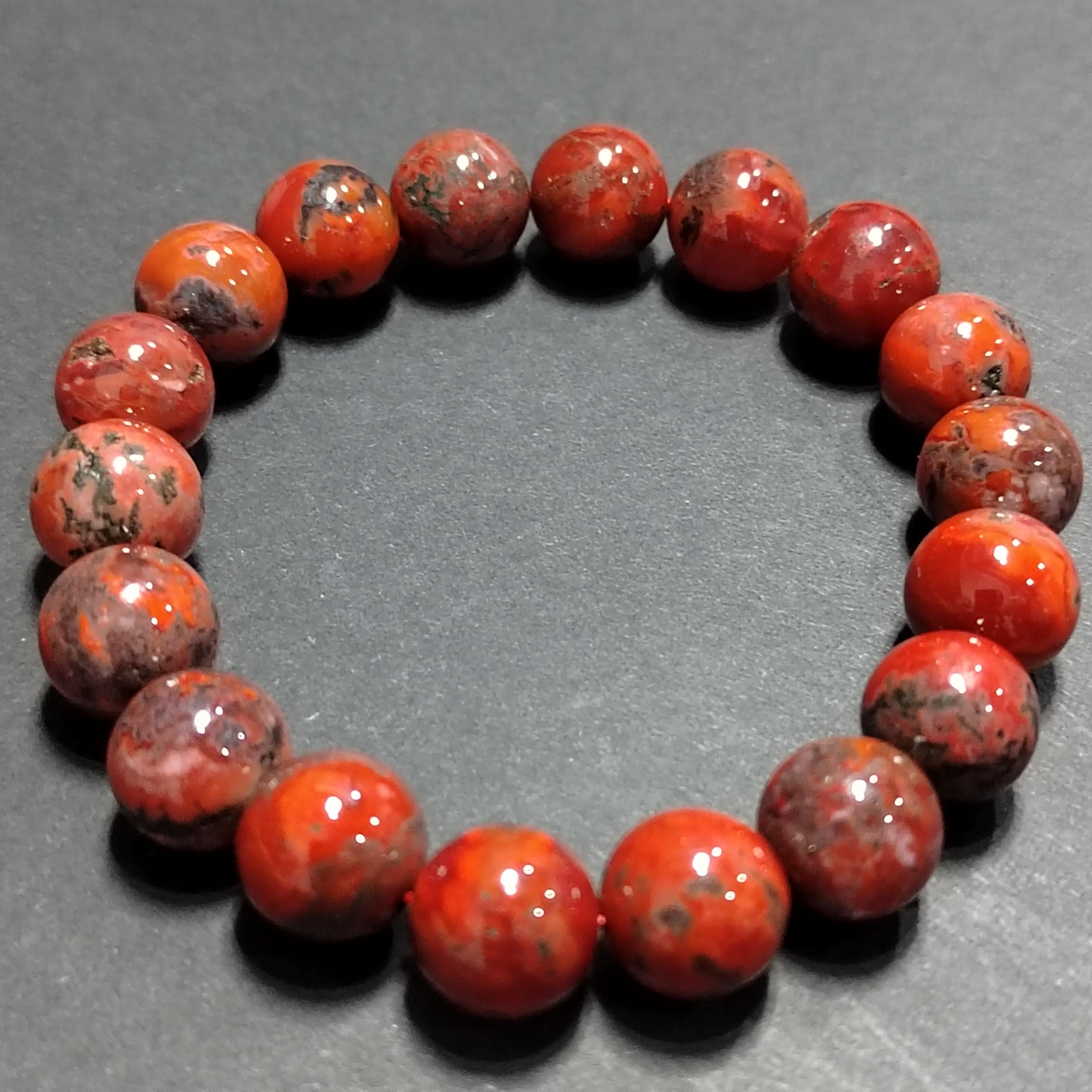 Certified A-Grade Natural Southern Sichuan Liangshan Waxi Deep Red Nanhong Agate|Raw Skin| Iron Skin Shine Surface Beads Bracelet SL385