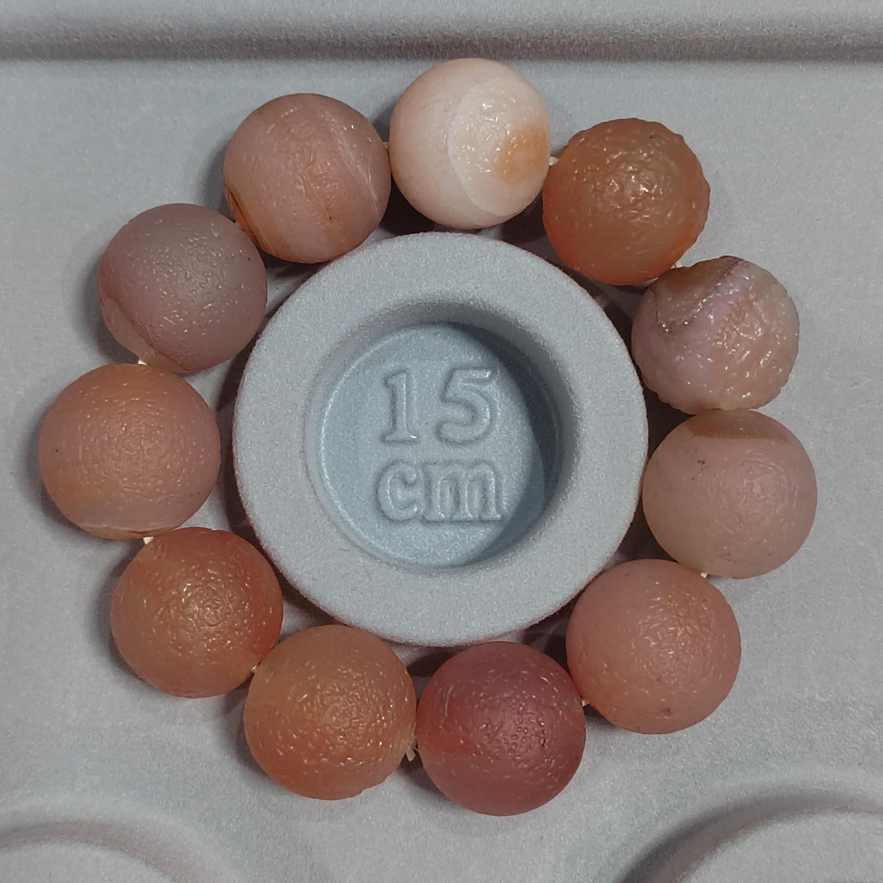 Large 11pcs 19.5-20.4mm Natural Yanyuan Agate Beads Bracelet, Rare Uneven Matte Design, Unique Limited Edition Statement Jewelry SL116B - SL Precious