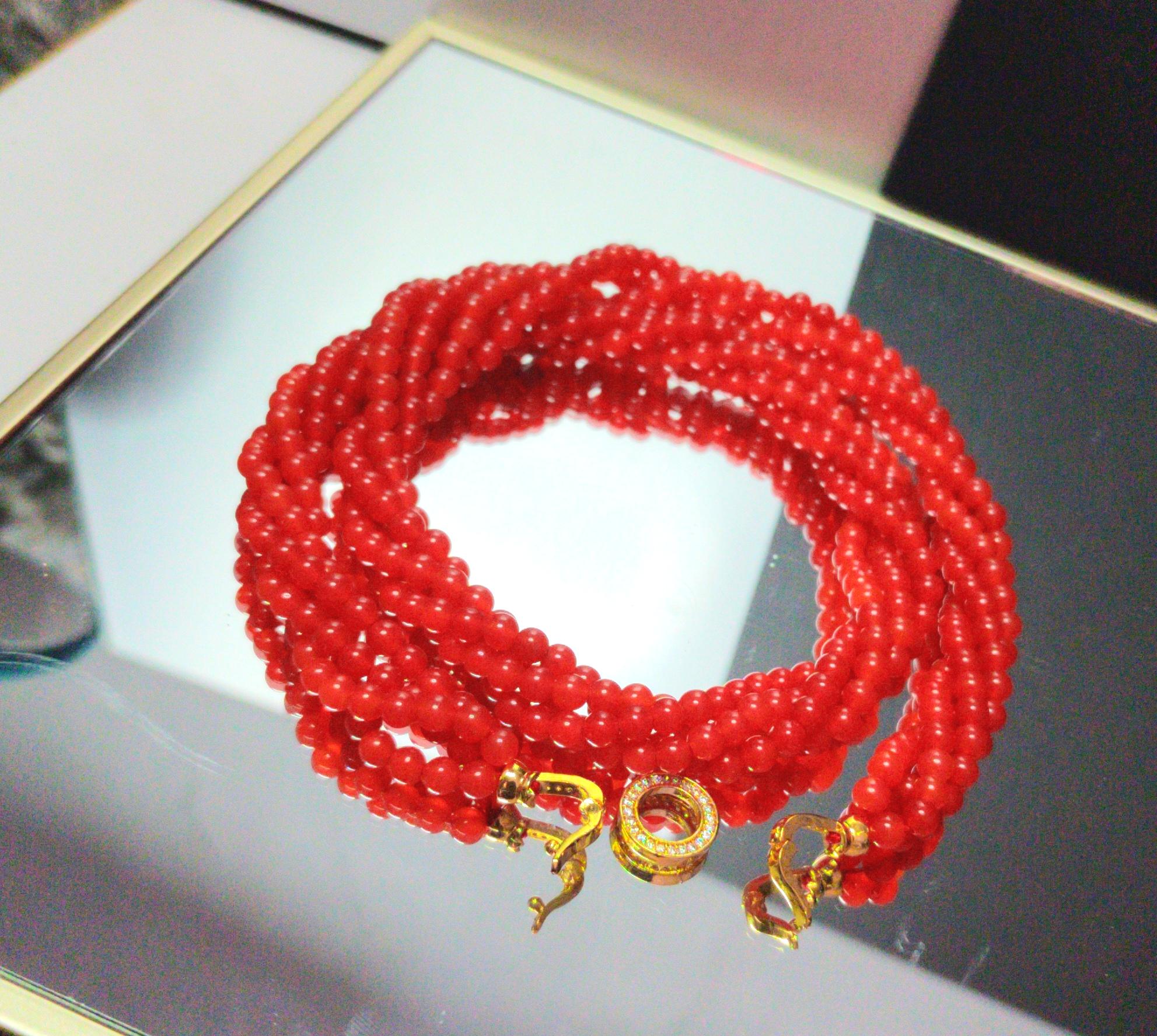 Luxurious Red Agate Southern Icy Yunnan Baoshan Nanhong Twisted Beads Necklace For Her Twisted Beads Necklace - Exquisite Gift for Her SL276