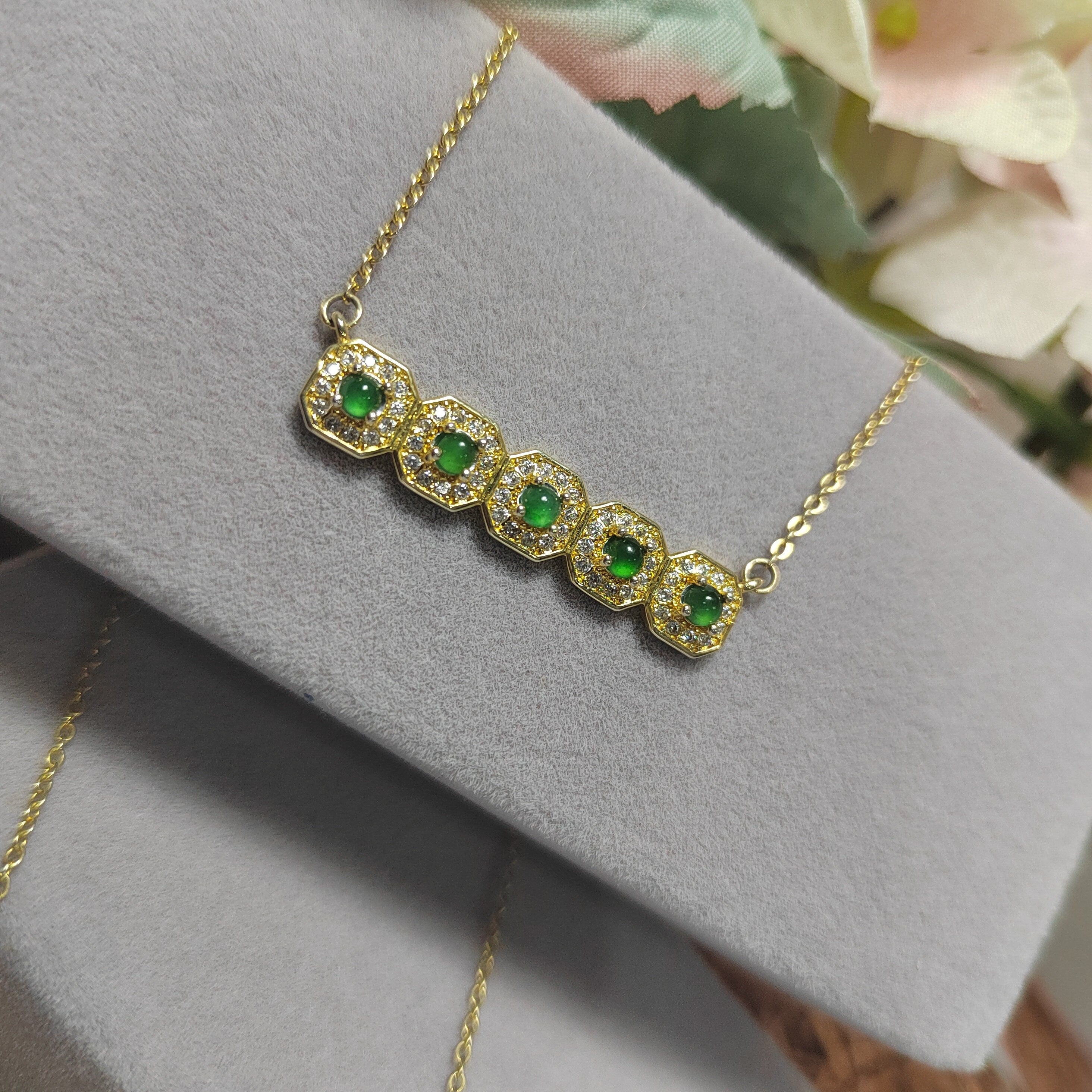 Five Beautiful Burmese Green Little Light Bump Natural Untreated A Grade Jadeite Pendant Necklaces SL069 - SL Precious