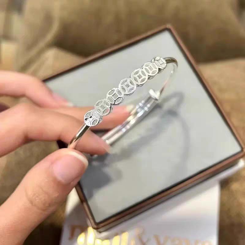 Luxury S9999 Silver Filled Vermeil Lucky Coins Adjustable Bangle | 足银招财铜钱手镯 | Best Friend Gift Jewelry SL342