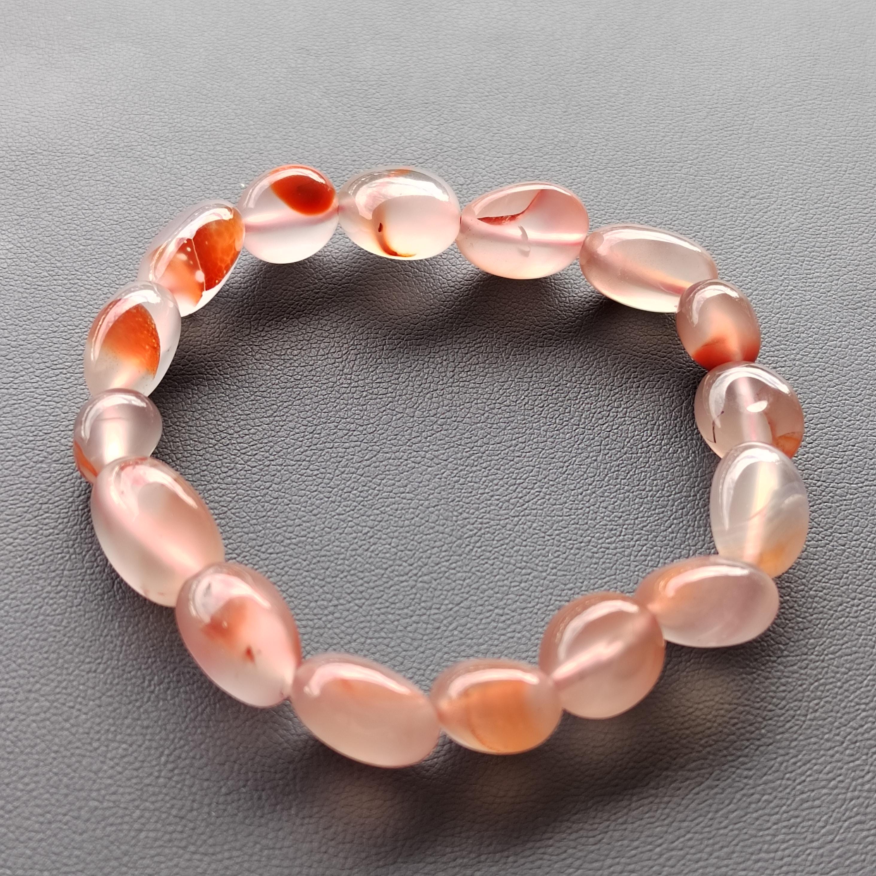 Certified A-Grade Natural Untreated Elegant China Nanhong Agate Yunna Sichuan Jiukou Icy Floating Flower Uneven Cut Bead Bracelet SL277