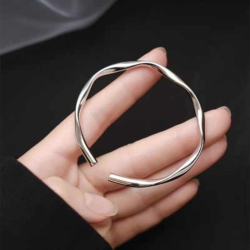 S9999 Silver Filled Vermeil Twist Wave Cuff Bangle | Elegant Design | Perfect Gift | SL339