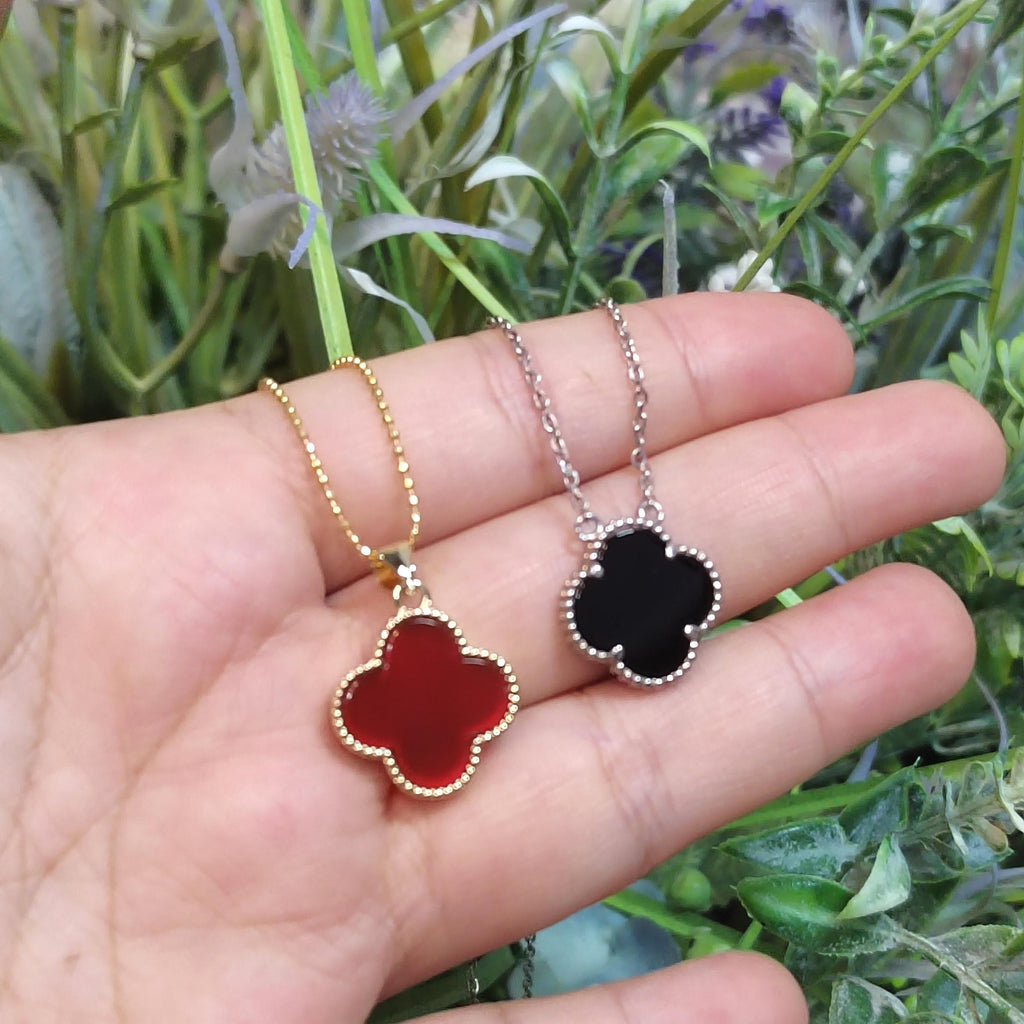 Red and Black Agate Pendant Necklaces Plated Yellow & White Gold on 925 Sterling Silver SL162 SL163 - SL Precious