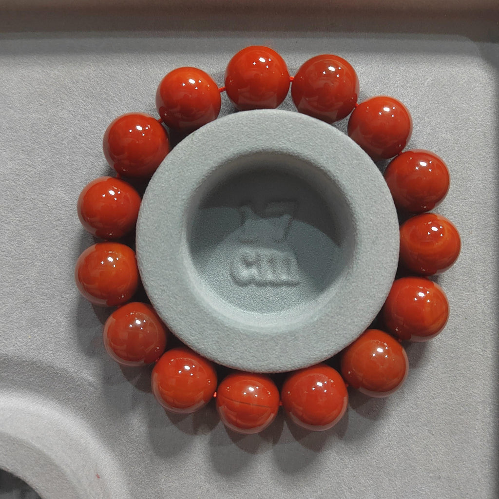 Certified A-Grade Natural Southern Sichuan Liangshan Waxi Nanhong Agate Chili Red Bead Bracelet 13.5-14mm SL400