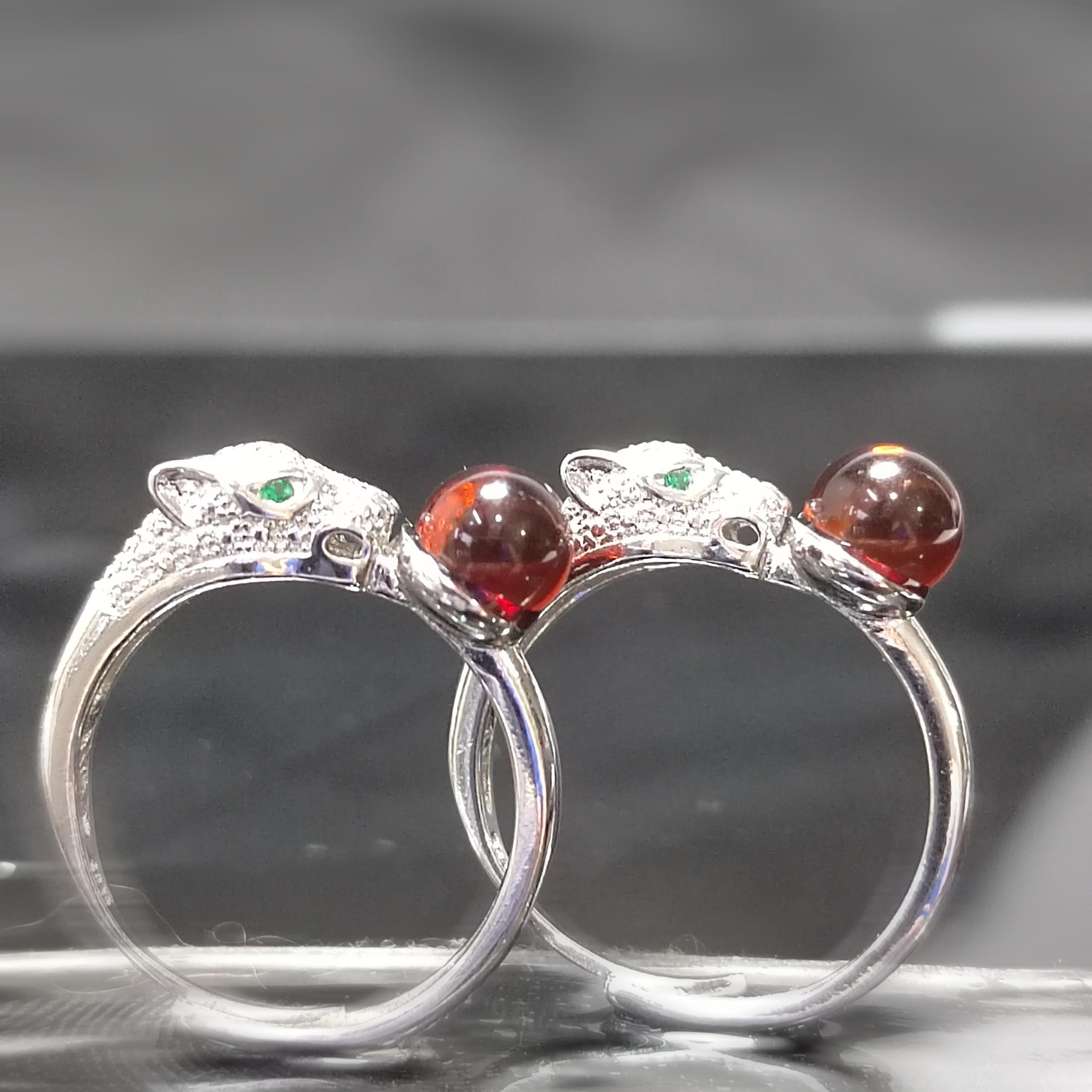 Natural Burmese Blood Amber Leopard Zirconia Beautiful Design Adjustable Unisex Ring SL115 - SL Precious
