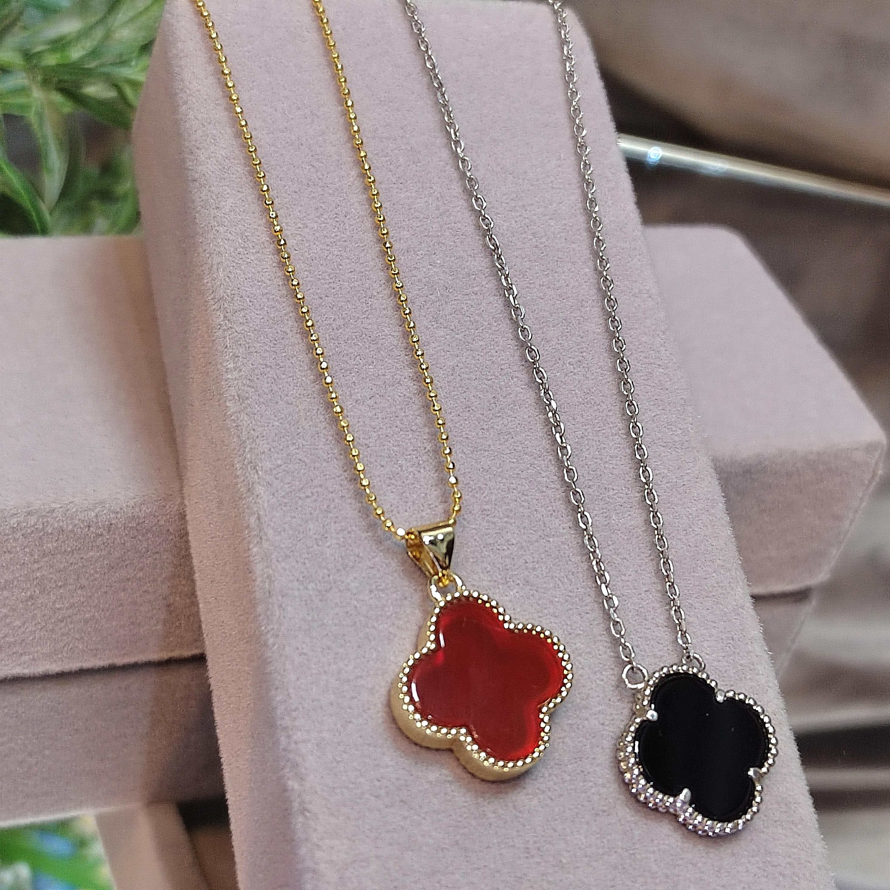 Red and Black Agate Pendant Necklaces Plated Yellow & White Gold on 925 Sterling Silver SL162 SL163 - SL Precious