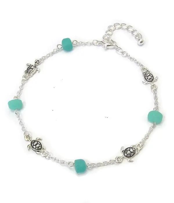 Turtle Seaglass Beach Anklet-1