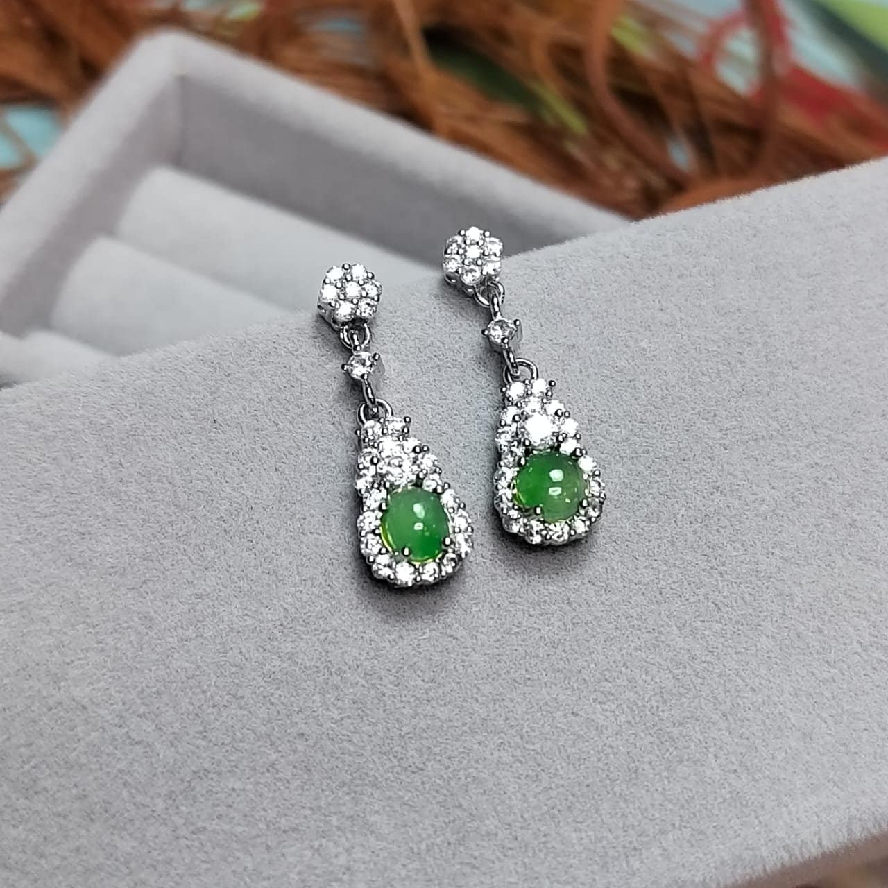 High-Quality S925 Silver Jadeite Earrings