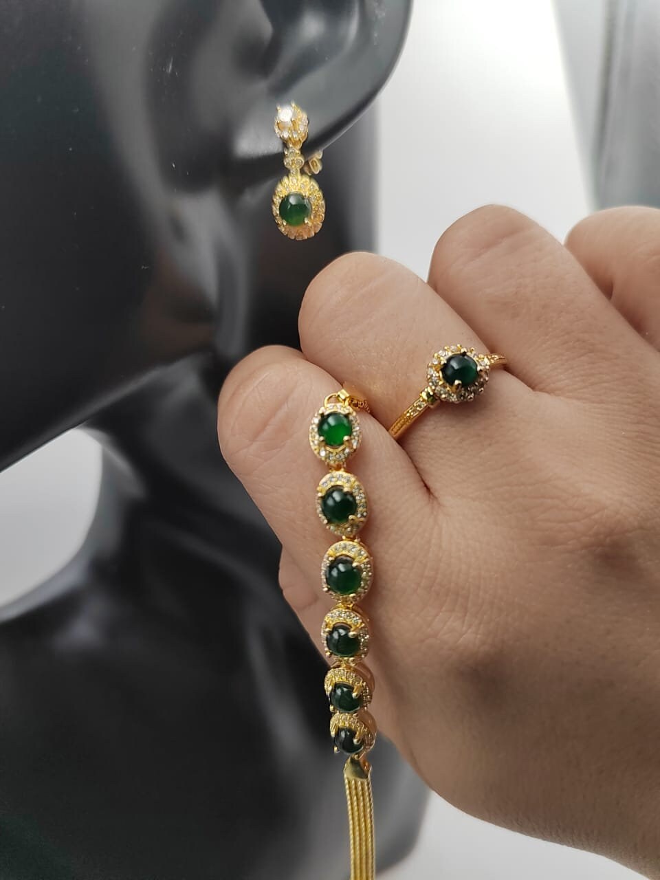A-Grade Imperial Green Jadeite Jewelry Set