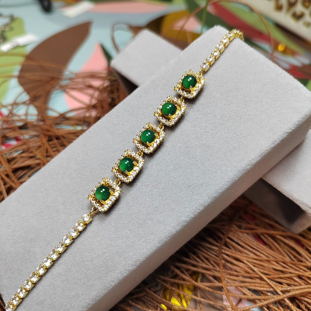 Unique Jadeite Bracelet with Gold Plating