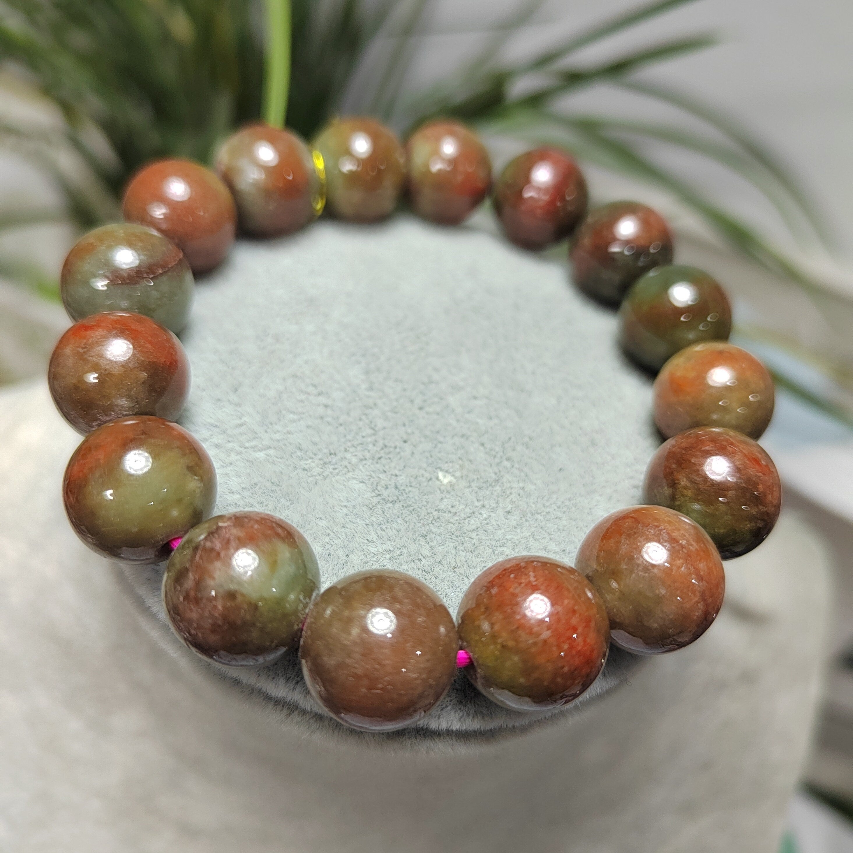 Natural Untreated Beautiful Mix Colors Burmese Rare Red Green Jadeite 16pcs Beads Bracelet SL102 - SL Precious