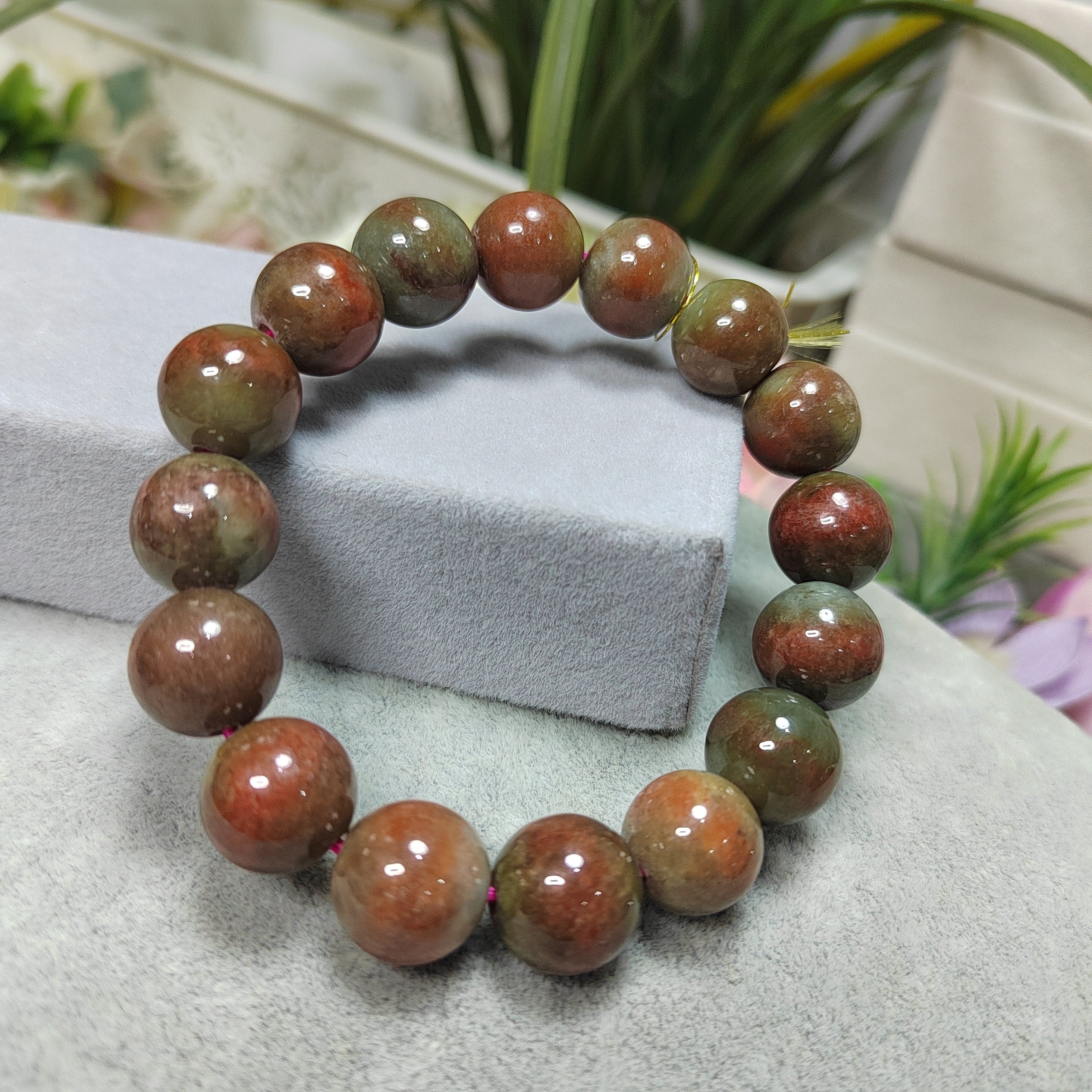 Natural Untreated Beautiful Mix Colors Burmese Rare Red Green Jadeite 16pcs Beads Bracelet SL102 - SL Precious