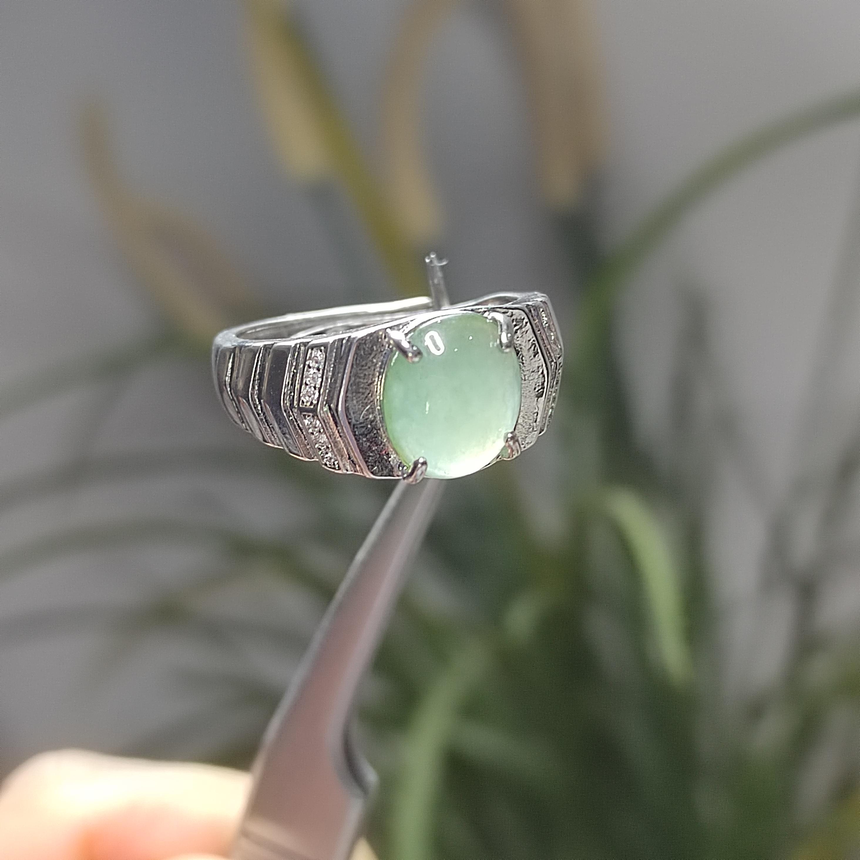 Certified A-Grade Jadeite Ring with Adjustable Sterling Silver Band