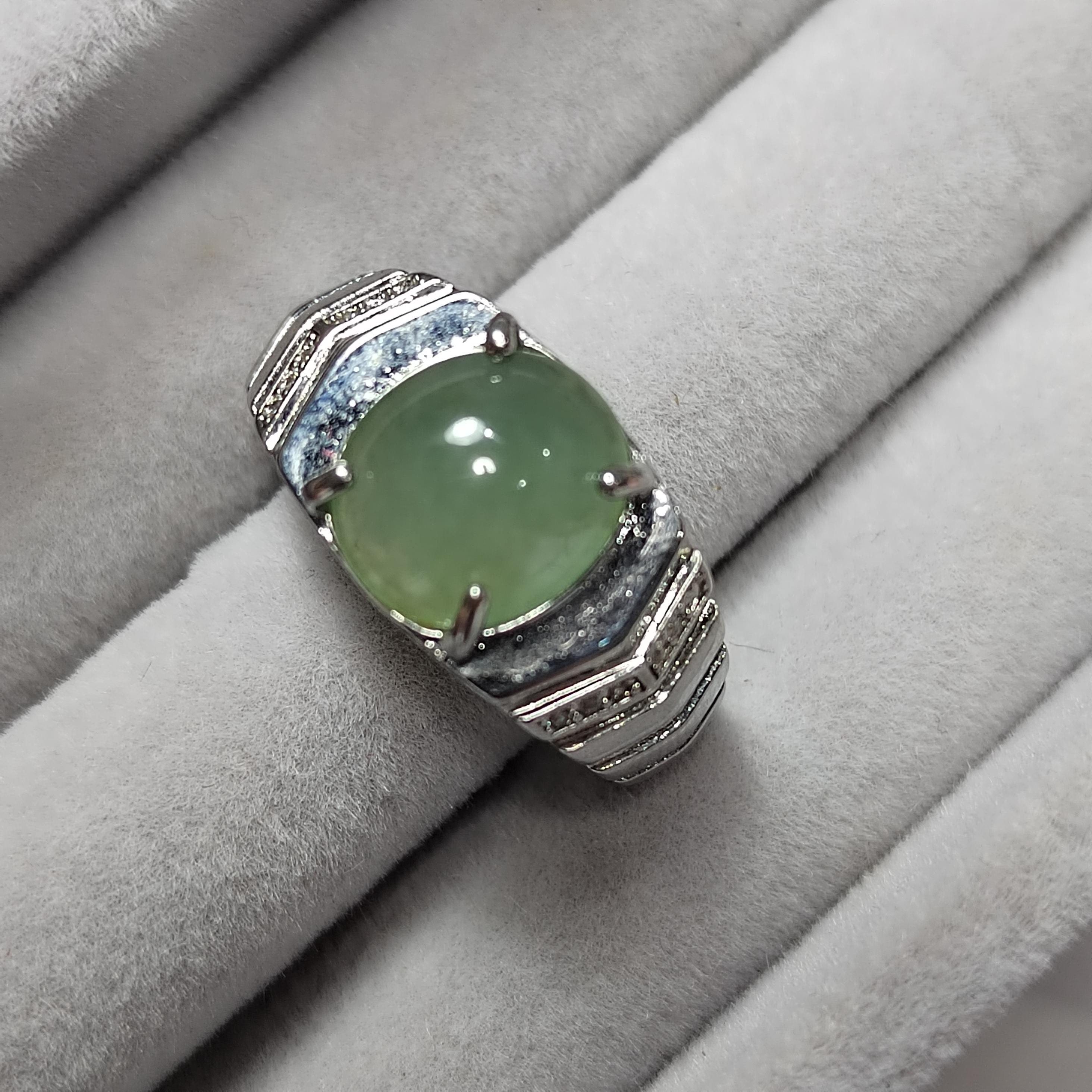 Natural Burmese Untreated Lemon Green Jadeite Unisex Ring