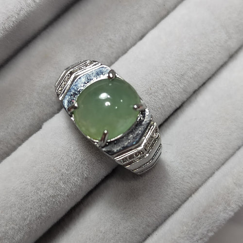 Natural Burmese Untreated Lemon Green Jadeite Unisex Ring