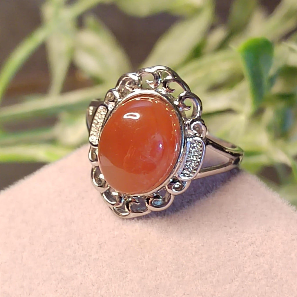 Rare Certified Natural Baoshan South Red Nanhong Agate Icy Red Gemstone Ring | Untreated Chinese Southern Red Agate Jewelry SL133 保山南红玛瑙戒指