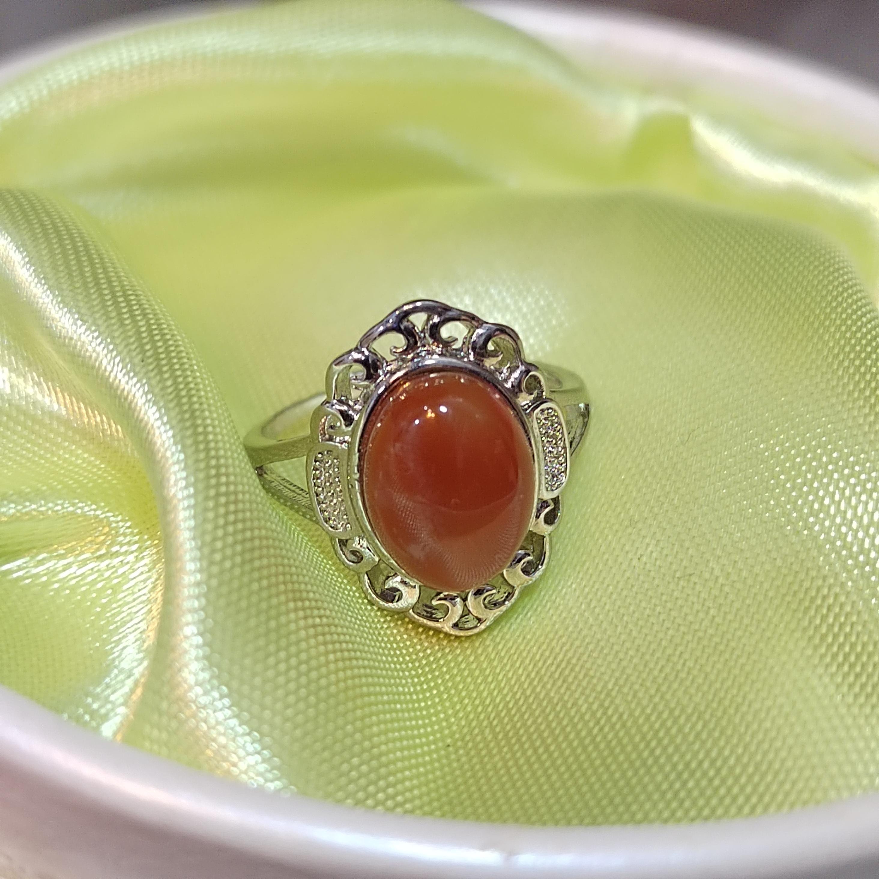 Rare Certified Natural Baoshan South Red Nanhong Agate Icy Red Gemstone Ring | Untreated Chinese Southern Red Agate Jewelry SL133 保山南红玛瑙戒指