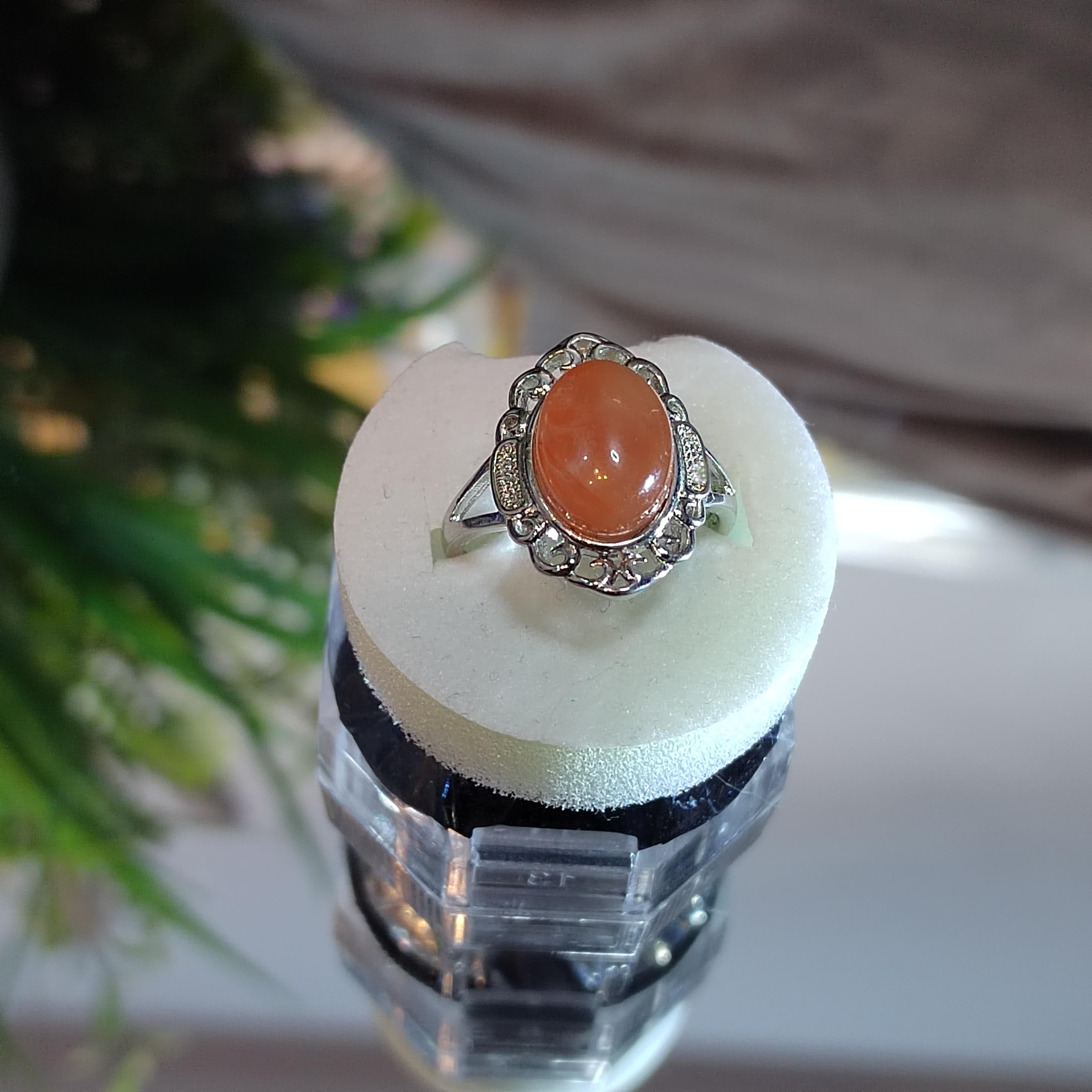 Rare Certified Natural Baoshan South Red Nanhong Agate Icy Red Gemstone Ring | Untreated Chinese Southern Red Agate Jewelry SL133 保山南红玛瑙戒指