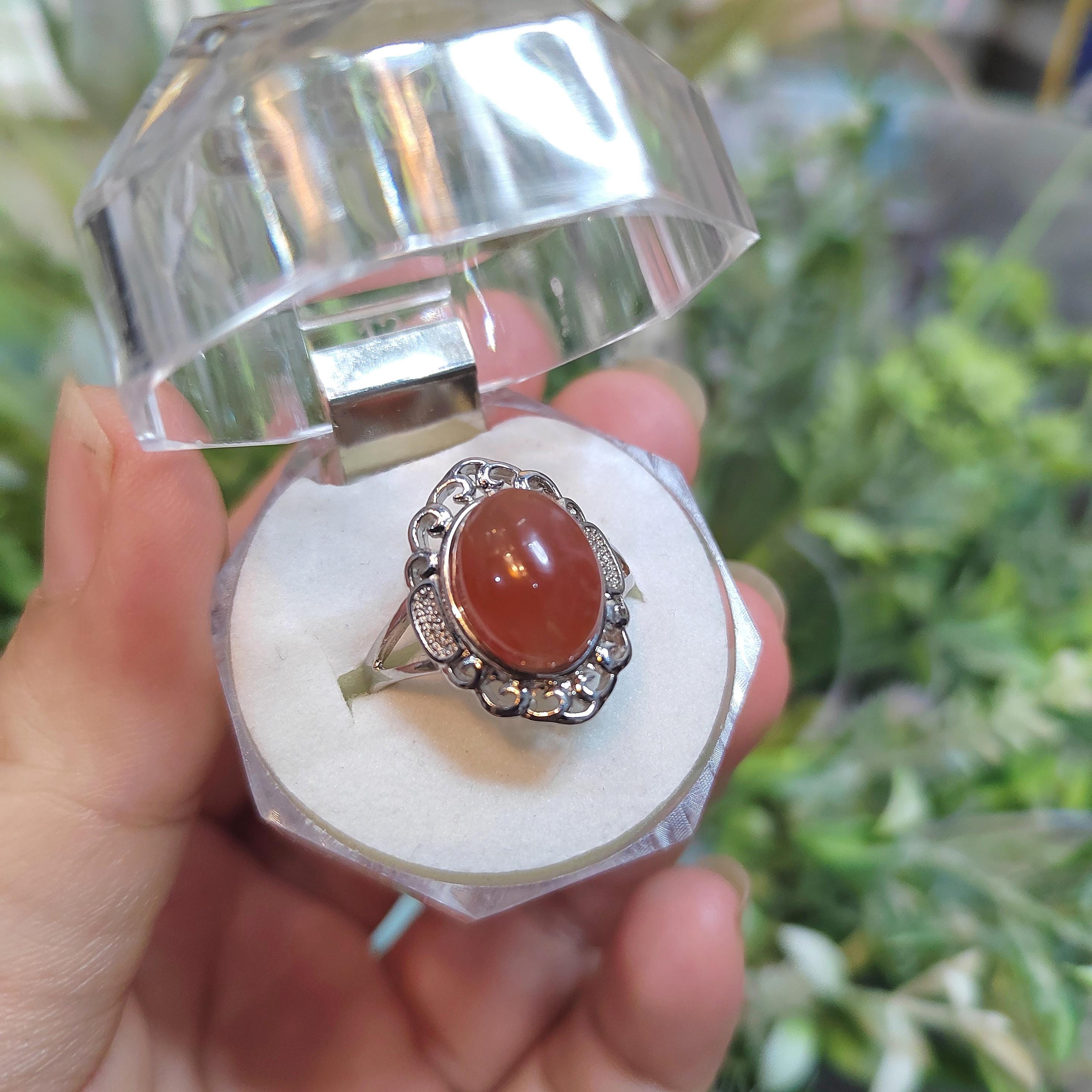 Rare Certified Natural Baoshan South Red Nanhong Agate Icy Red Gemstone Ring | Untreated Chinese Southern Red Agate Jewelry SL133 保山南红玛瑙戒指