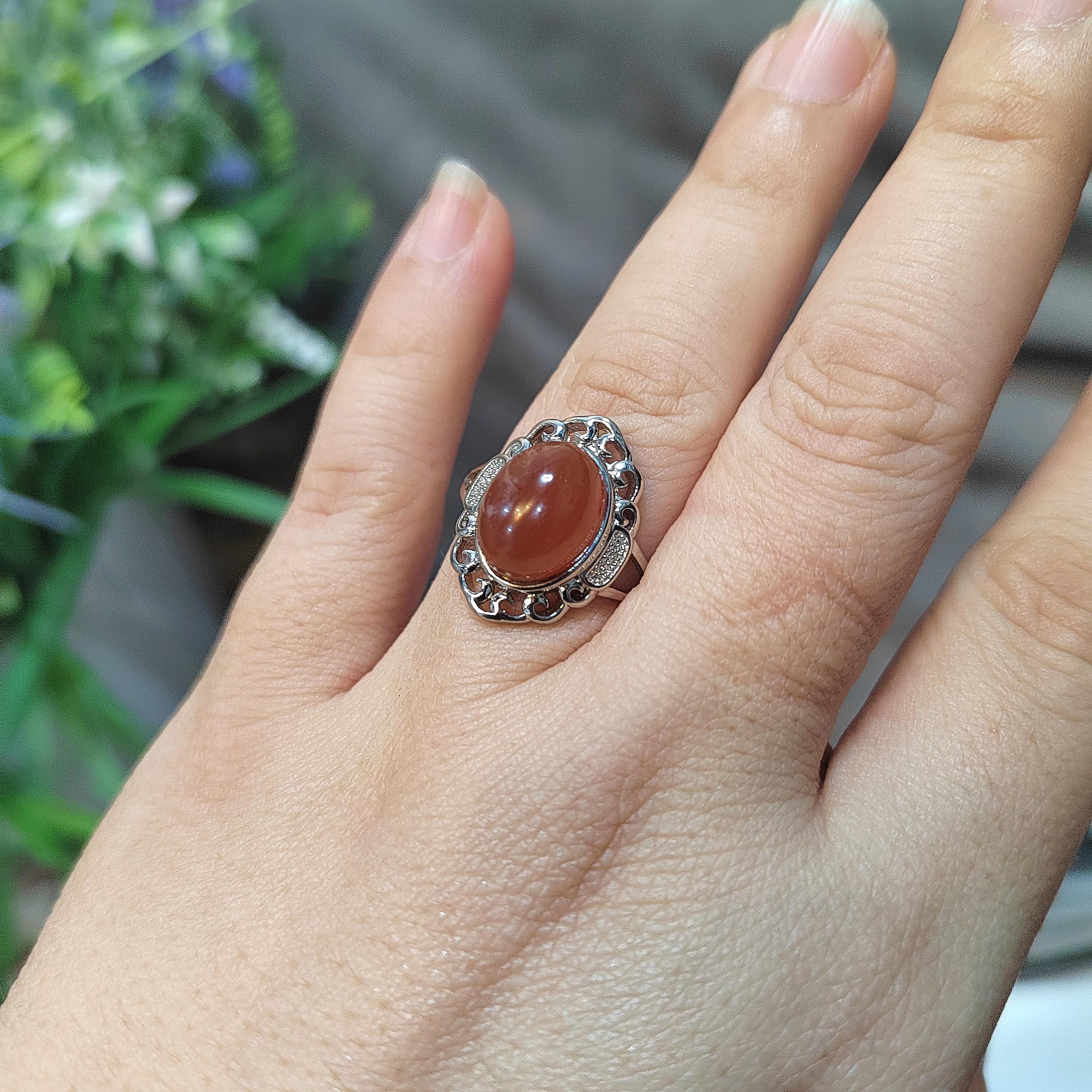 Rare Certified Natural Baoshan South Red Nanhong Agate Icy Red Gemstone Ring | Untreated Chinese Southern Red Agate Jewelry SL133 保山南红玛瑙戒指