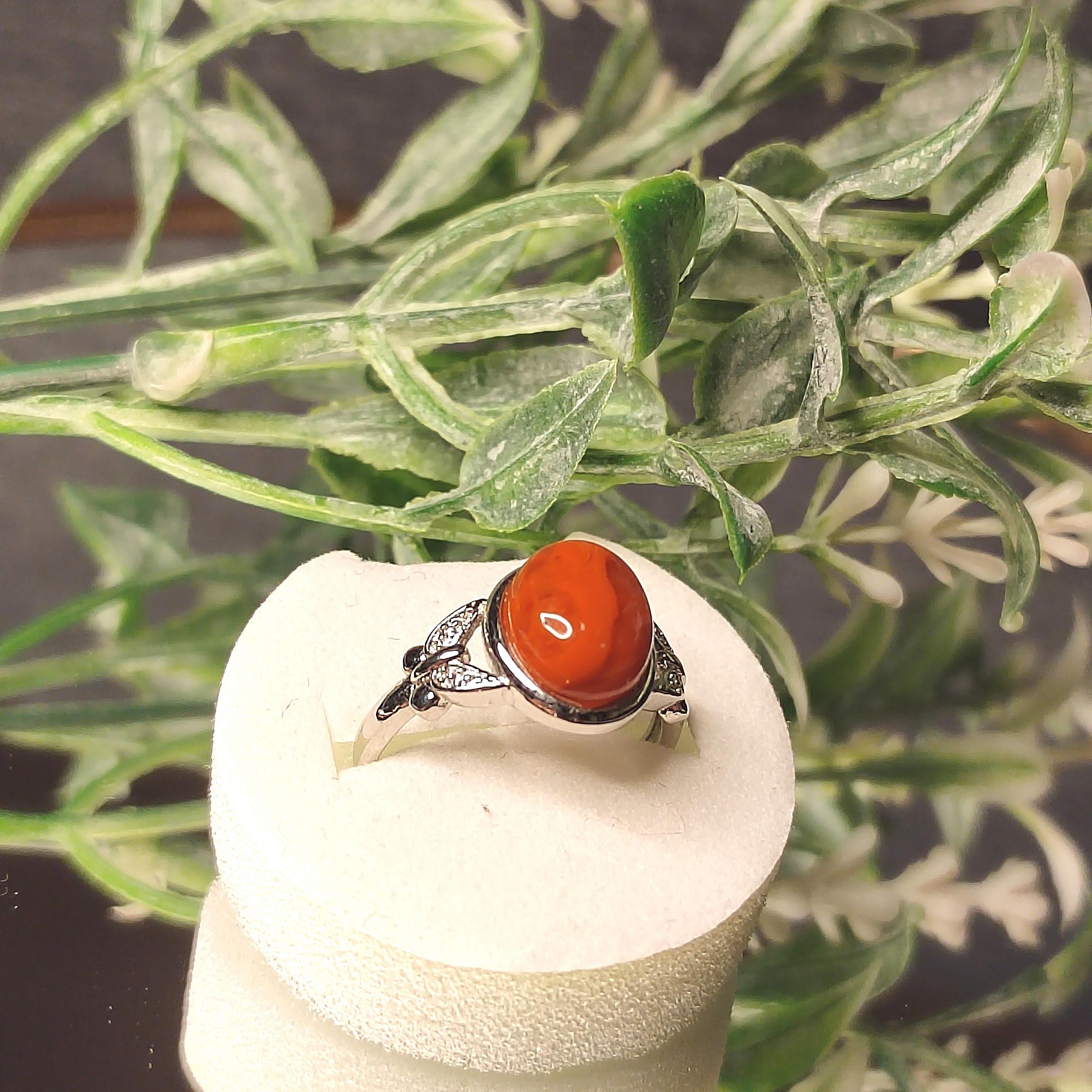Rare Certified Natural Sichuan Liangshan South Red Nanhong Agate Ring | Untreated Chinese War-State Red Agate Gemstone Jewelry 四川凉山战国红 SL135