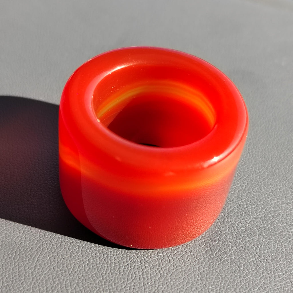 Certified Natural Untreated Sichuan Liangshan Nanhong Red Silk Agate Thumb Ring | Rare Chinese Sardonyx Pendant | 四川川红缠丝南红玛瑙拇指戒 SL122