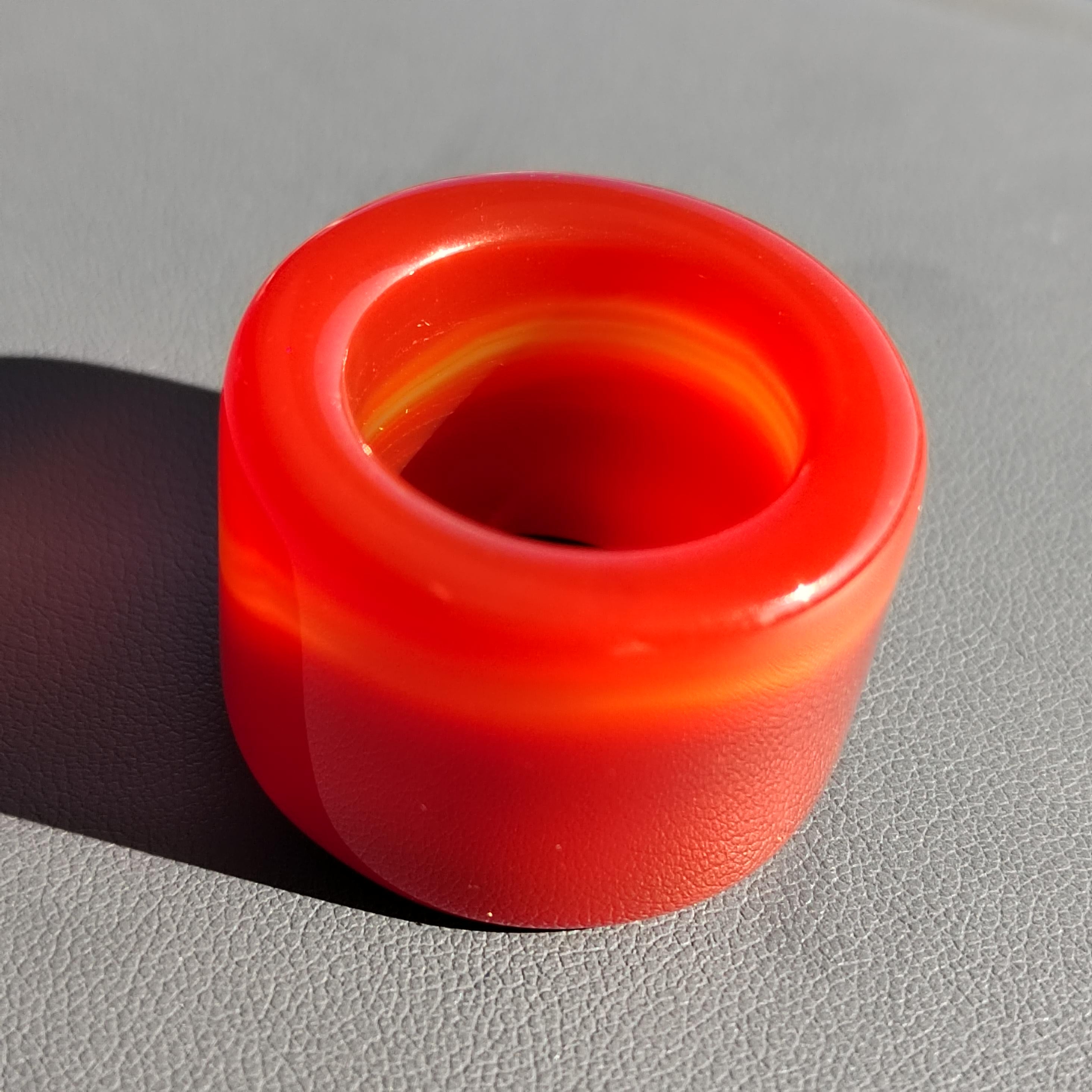 Certified Natural Untreated Sichuan Liangshan Nanhong Red Silk Agate Thumb Ring | Rare Chinese Sardonyx Pendant | 四川川红缠丝南红玛瑙拇指戒 SL122