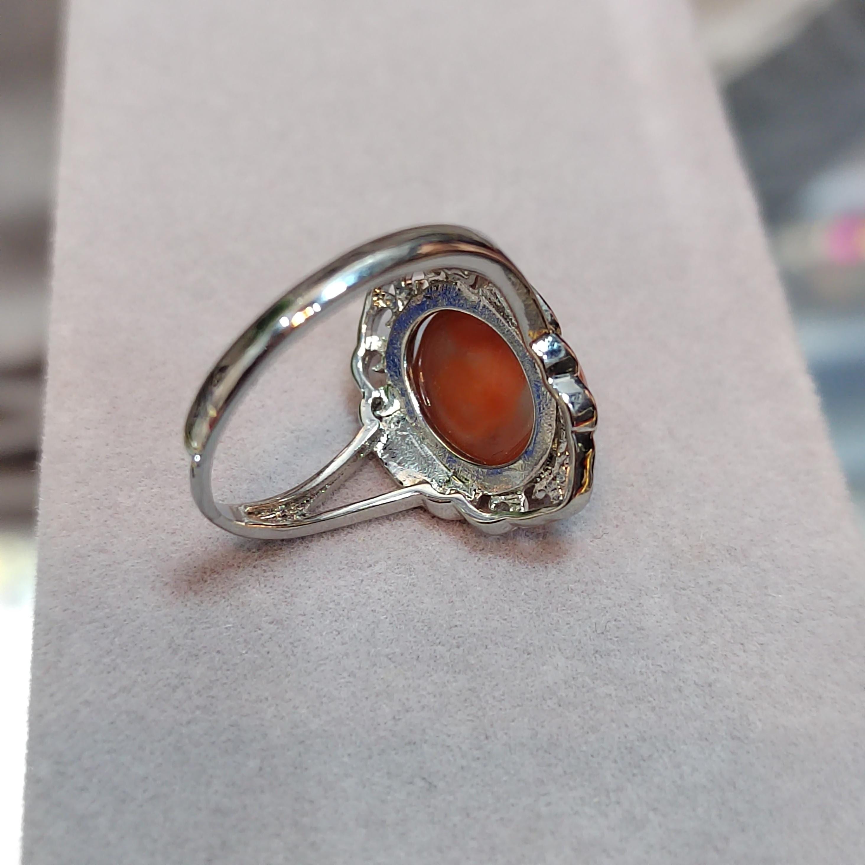 Rare Certified Natural Baoshan South Red Nanhong Agate Icy Red Gemstone Ring | Untreated Chinese Southern Red Agate Jewelry SL133 保山南红玛瑙戒指