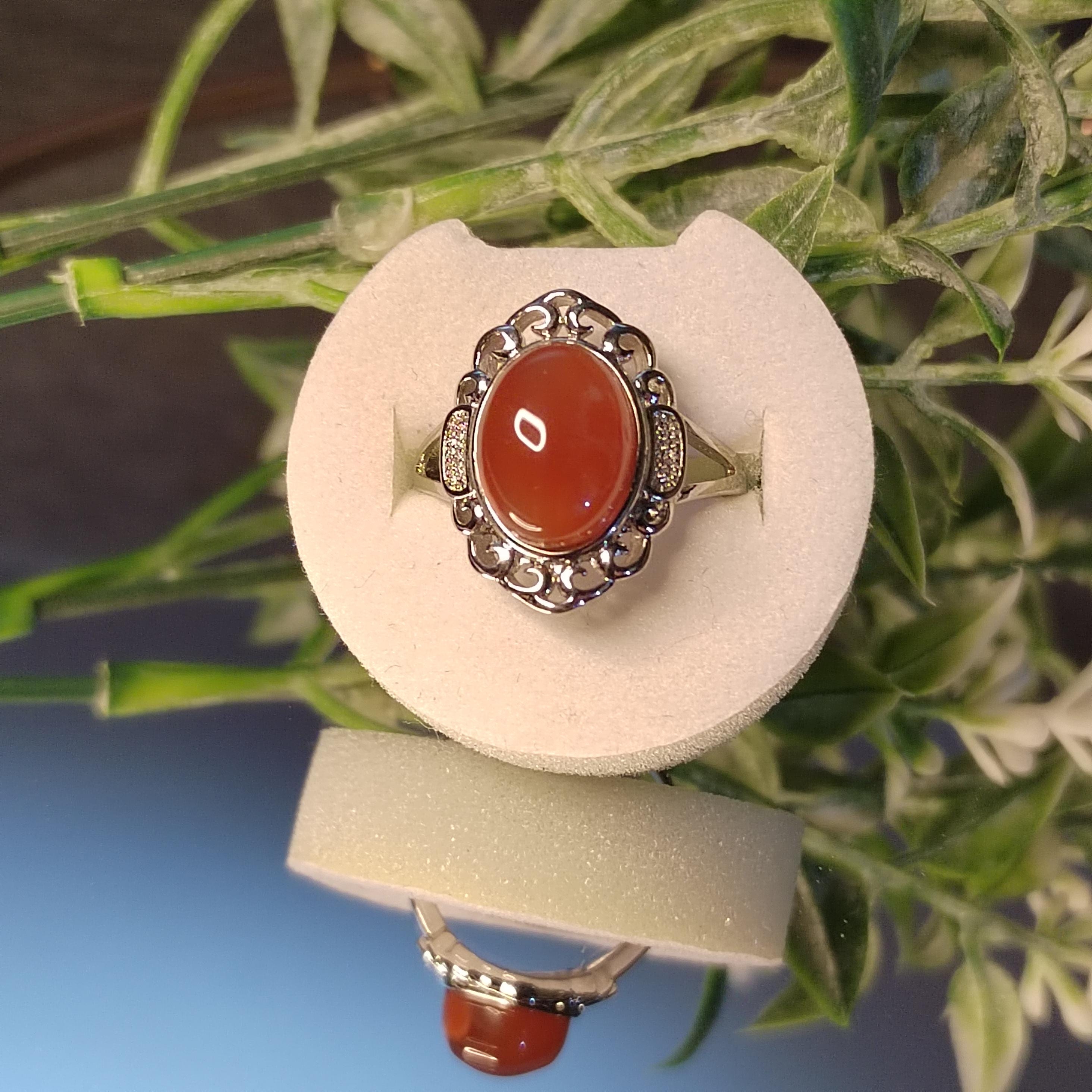 Rare Certified Natural Baoshan South Red Nanhong Agate Icy Red Gemstone Ring | Untreated Chinese Southern Red Agate Jewelry SL133 保山南红玛瑙戒指