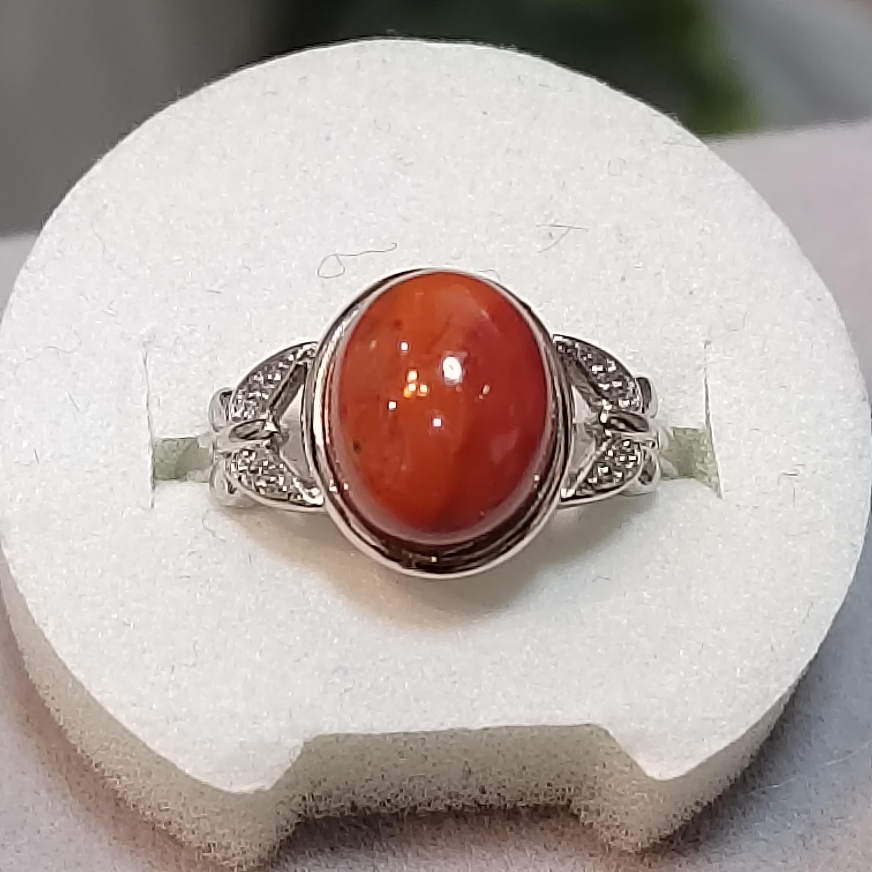 Rare Certified Natural Sichuan Liangshan South Red Nanhong Agate Ring | Untreated Chinese War-State Red Agate Gemstone Jewelry 四川凉山战国红 SL135