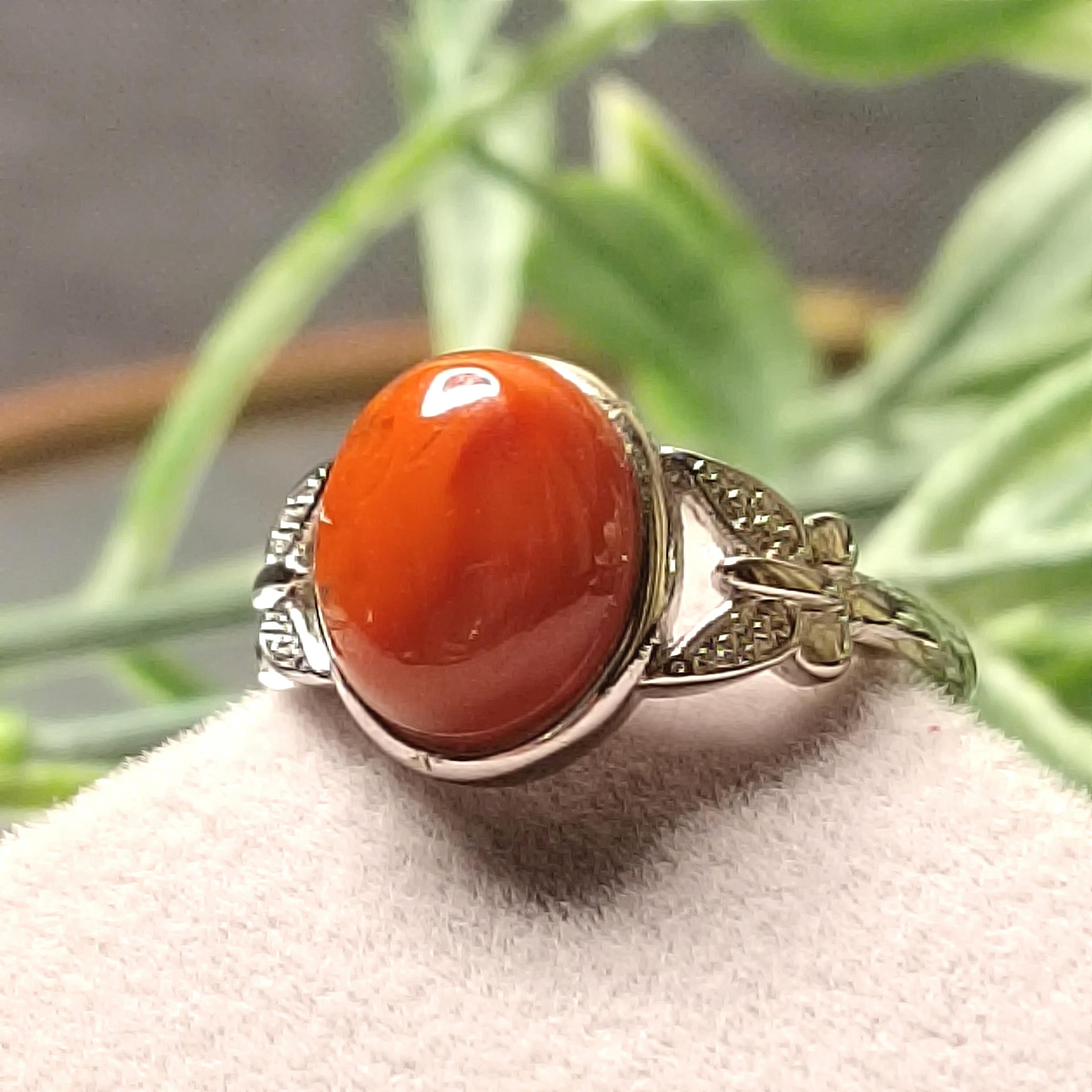 Rare Certified Natural Sichuan Liangshan South Red Nanhong Agate Ring | Untreated Chinese War-State Red Agate Gemstone Jewelry 四川凉山战国红 SL135
