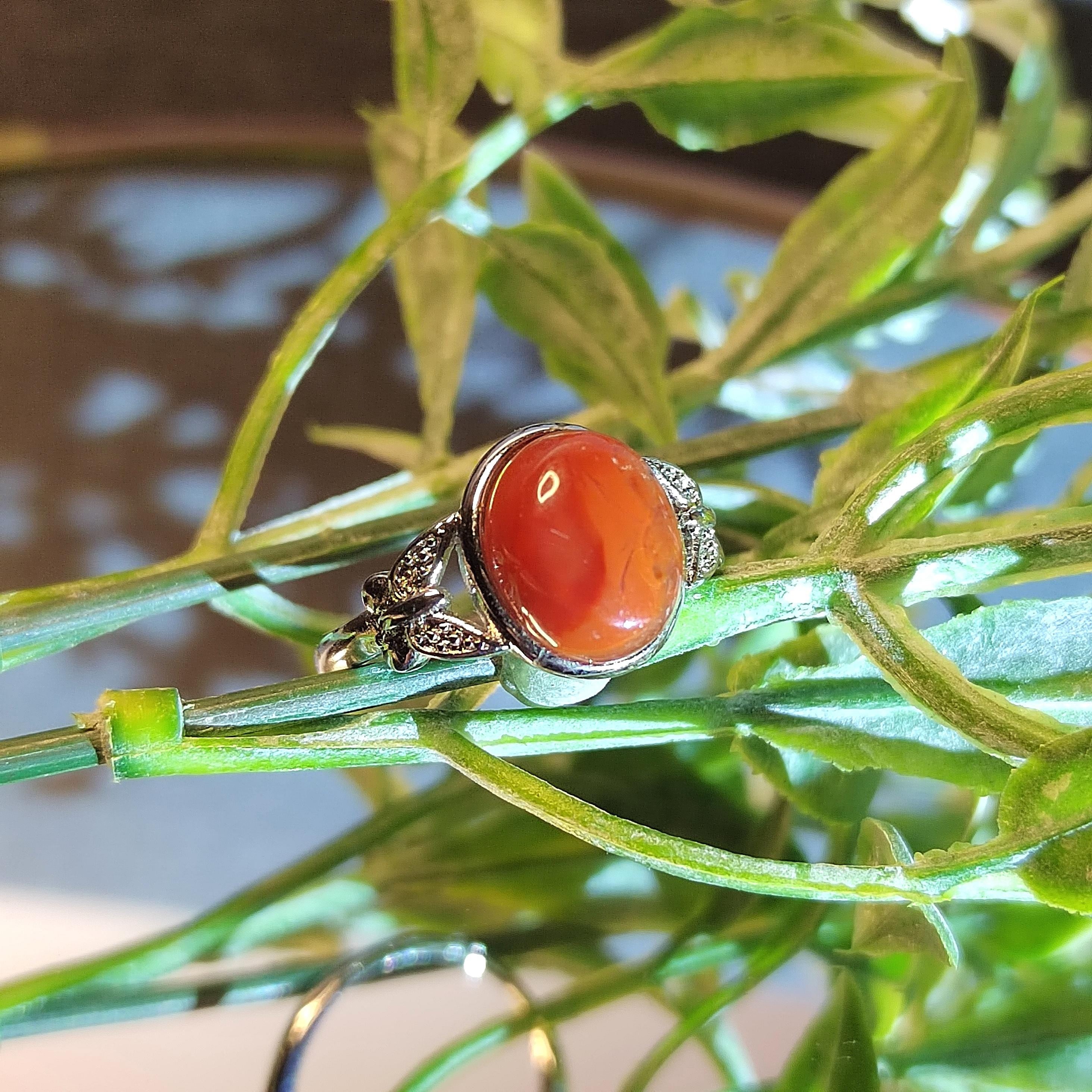 Rare Certified Natural Sichuan Liangshan South Red Nanhong Agate Ring | Untreated Chinese War-State Red Agate Gemstone Jewelry 四川凉山战国红 SL135