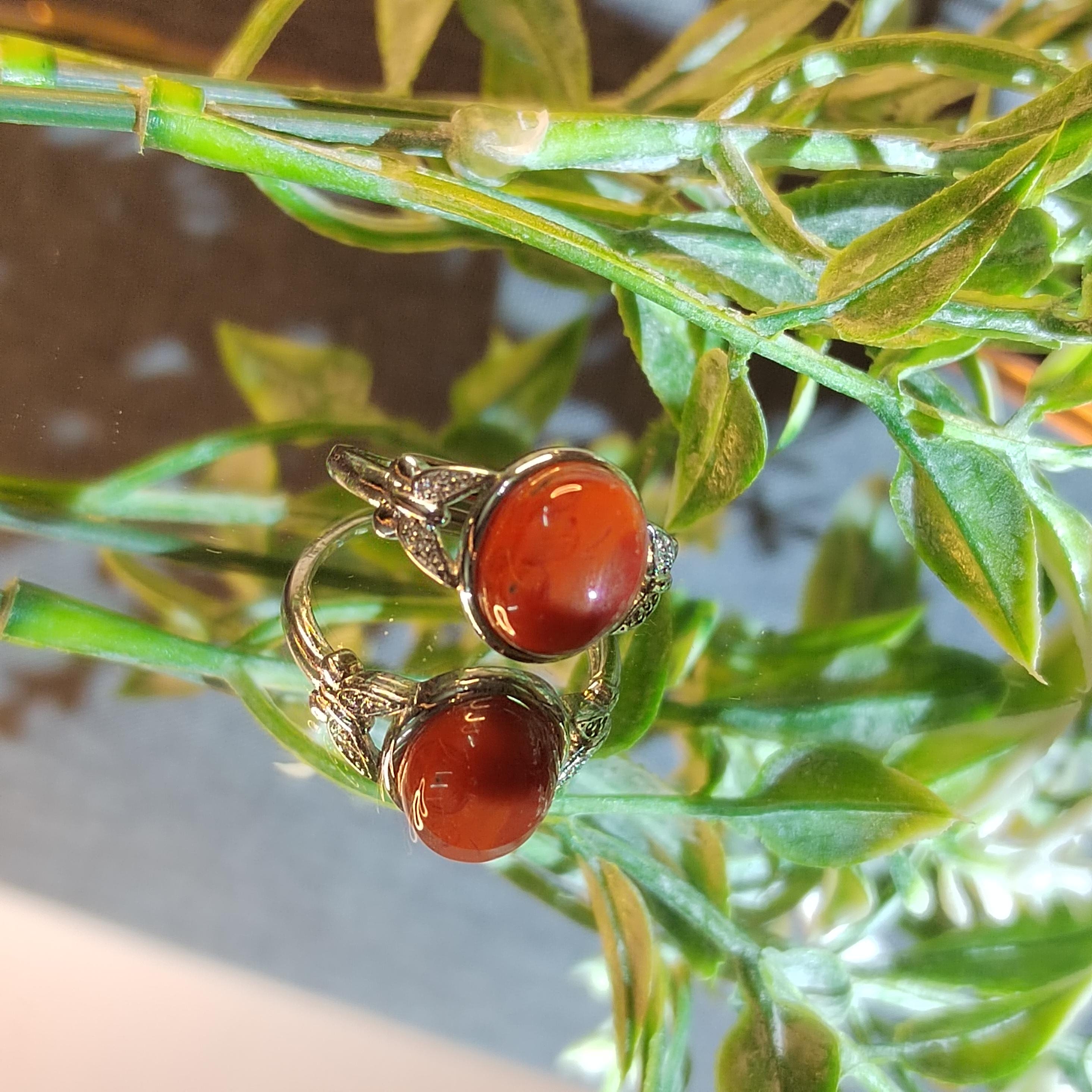 Rare Certified Natural Sichuan Liangshan South Red Nanhong Agate Ring | Untreated Chinese War-State Red Agate Gemstone Jewelry 四川凉山战国红 SL135