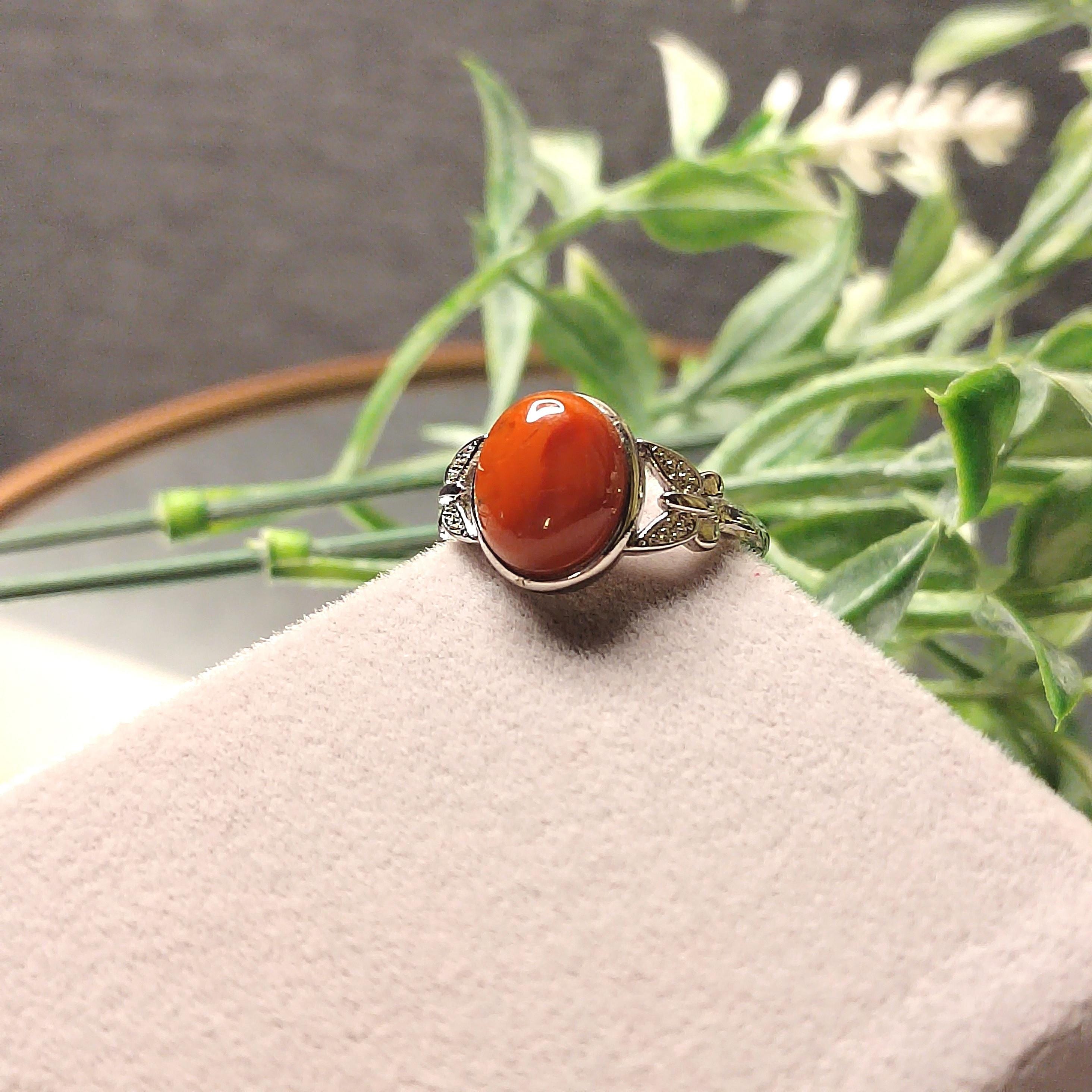Rare Certified Natural Sichuan Liangshan South Red Nanhong Agate Ring | Untreated Chinese War-State Red Agate Gemstone Jewelry 四川凉山战国红 SL135