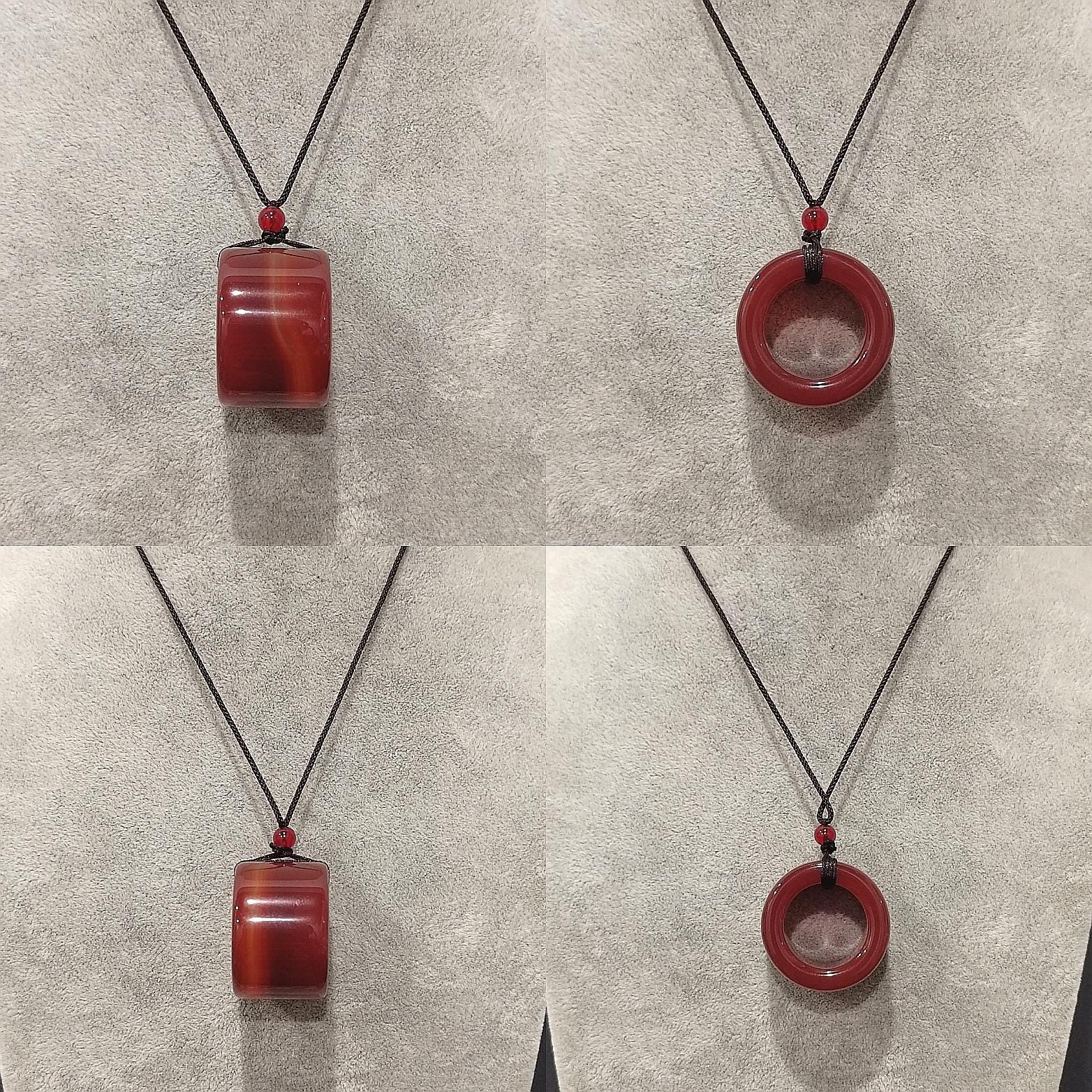 Certified Natural Untreated Sichuan Liangshan Nanhong Red Silk Agate Thumb Ring | Rare Chinese Sardonyx Pendant | 四川川红缠丝南红玛瑙拇指戒 SL122