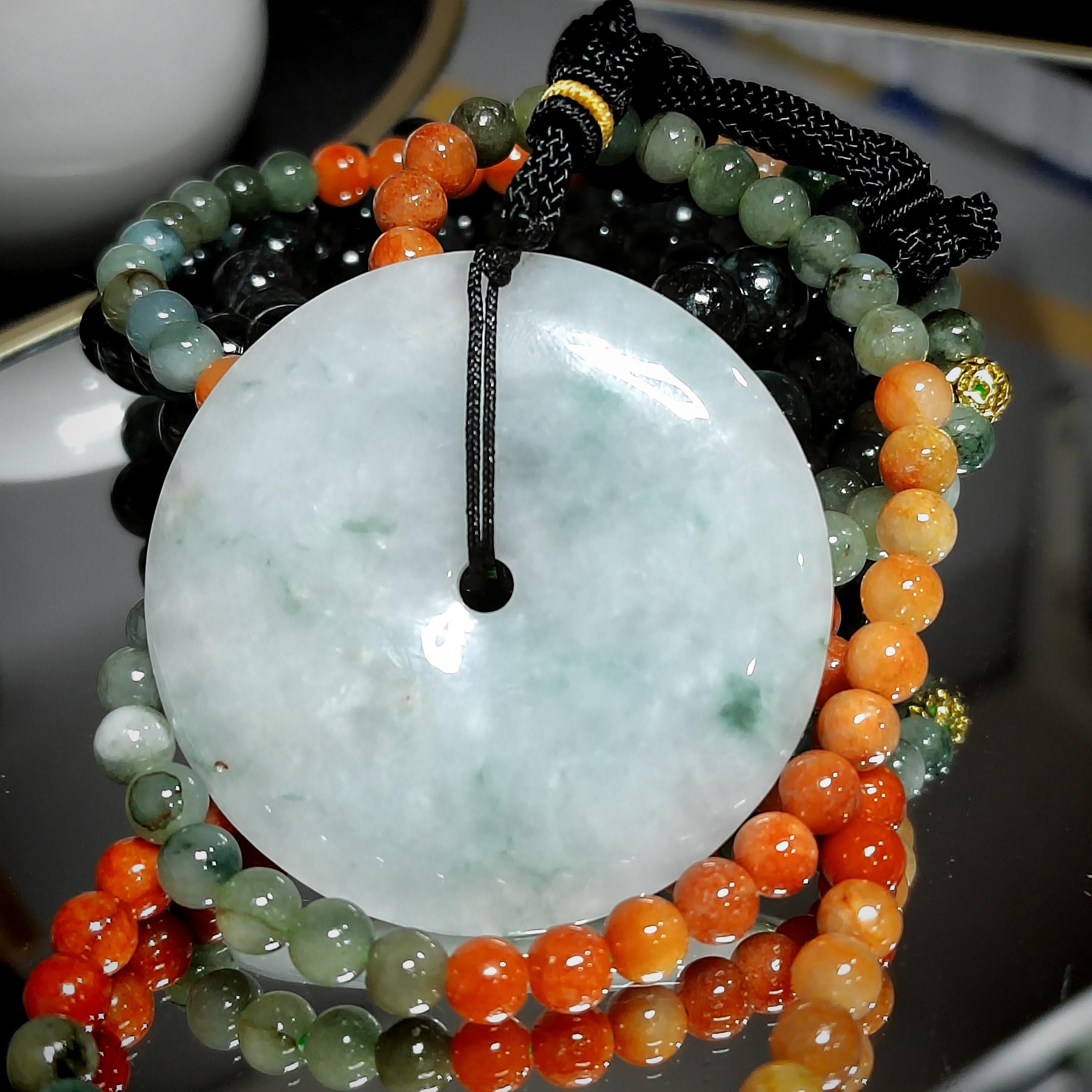 Certified A-Grade Natural Untreated Burmese Icy Flower Large Donut Pendant SL353