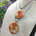 Certified A-Grade Burmese Rare Red Jadeite Carved Fox-Dragon-Landscape Round Pendant Necklace SL351 SL Precious