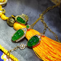Certified Imperial Green Leaf Jadeite Necklace & Bracelet Set | 18k Gold Plated S925 Silver SL8004 SL Precious