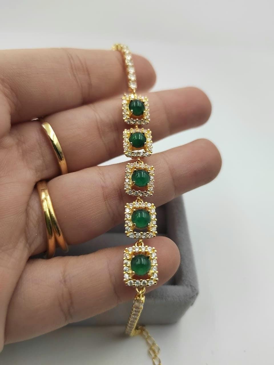 Gold Plated S925 Silver Jadeite Bracelet