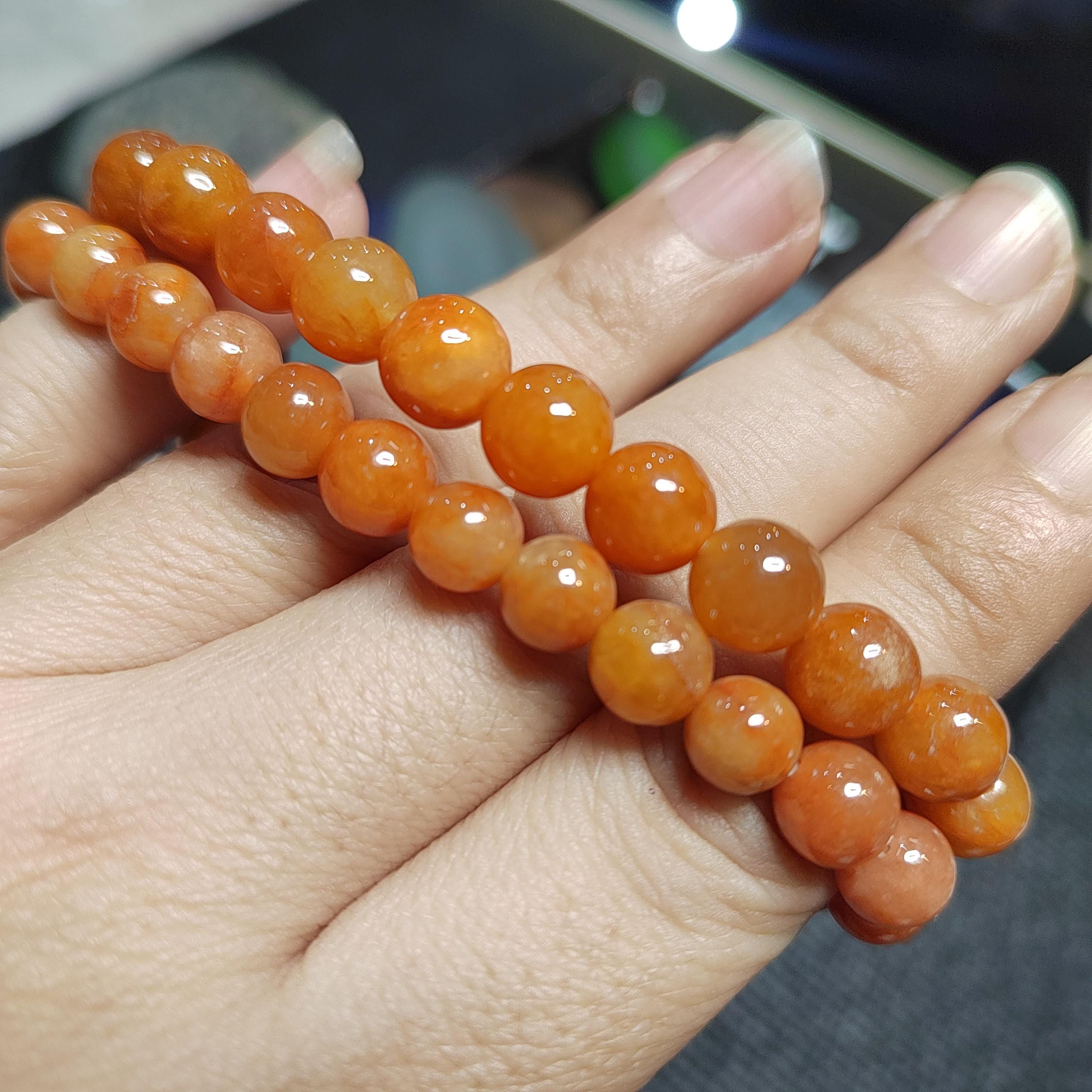 Certified Burmese Red Jadeite Bracelet: Natural Untreated Gemstone, 15cm Wrist SL426