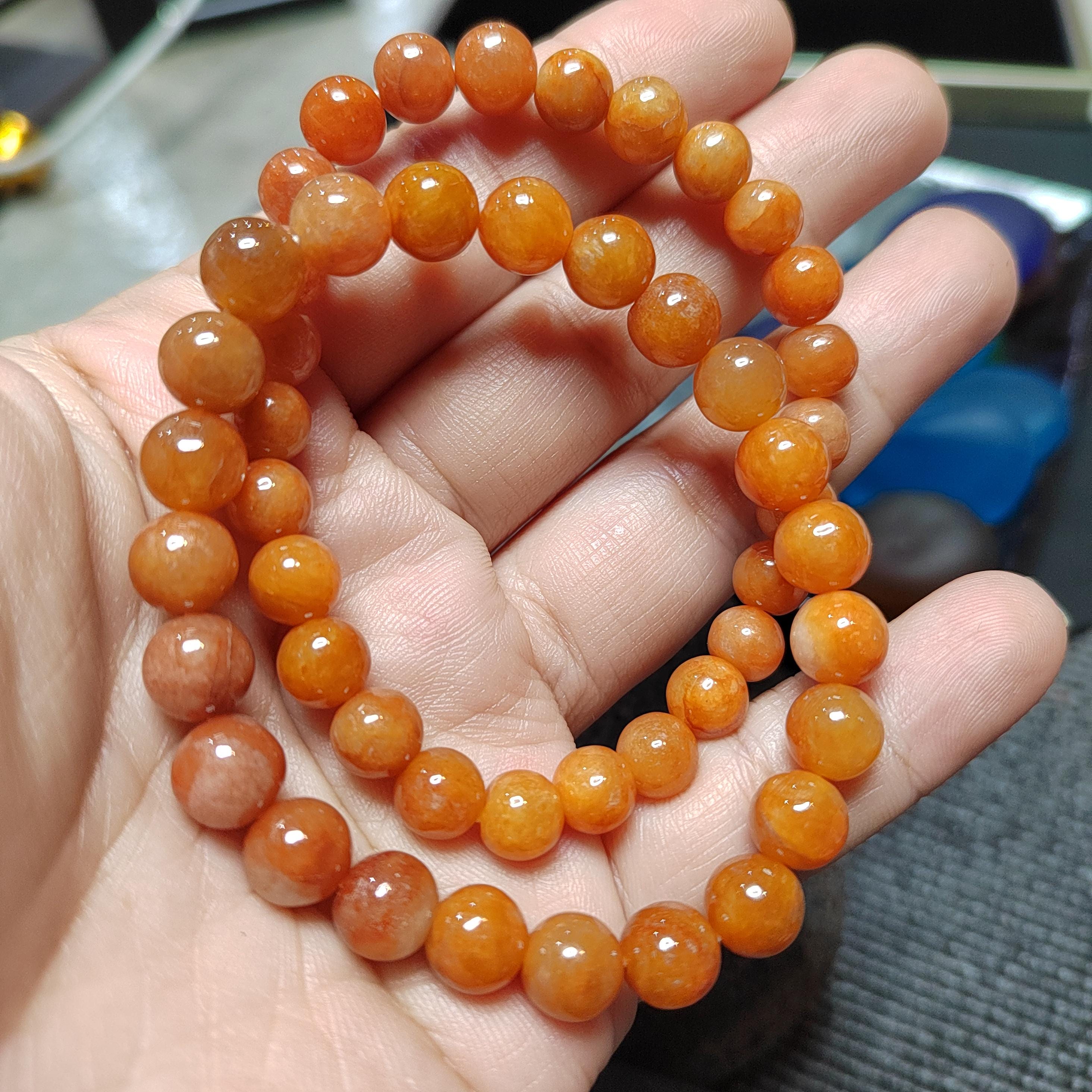 Certified Burmese Red Jadeite Bracelet: Natural Untreated Gemstone, 15cm Wrist SL426
