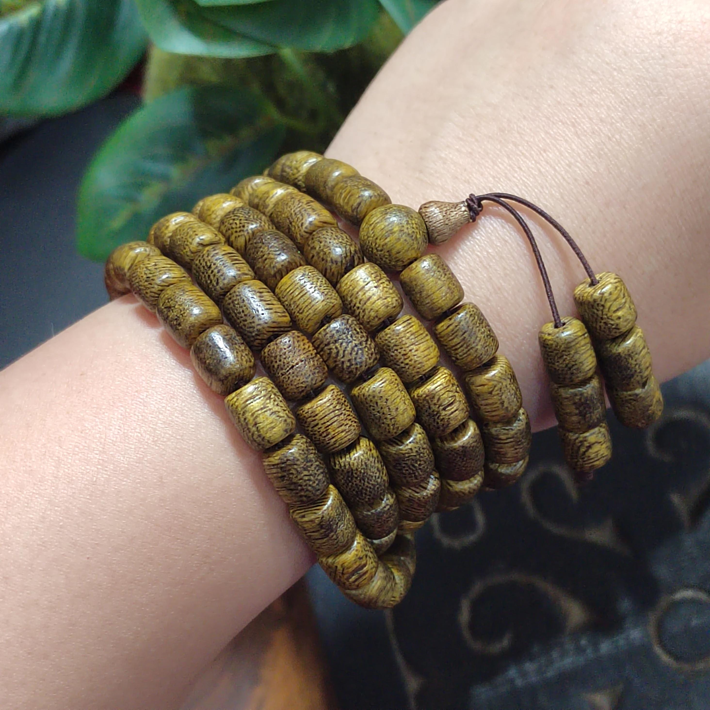Luxury 108 Beads Agarwood Mala – Brunei Soft Golden Thread Oud | Barrel Prayer Necklace | Meditation Yoga Beads SL432