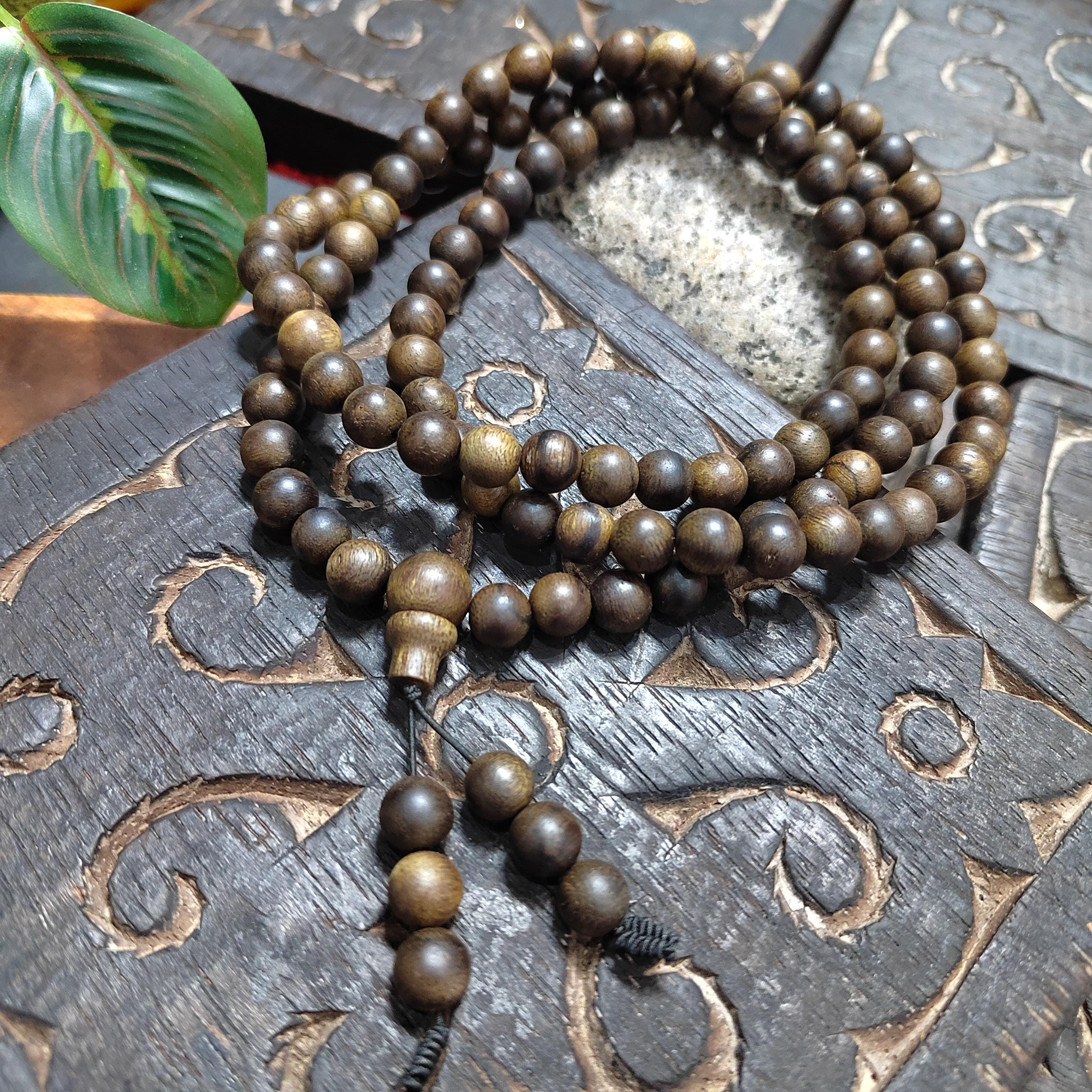 108 Beads Vietnam Green Sandalwood Mala | Strong Woody Aroma Prayer Beads | Meditation Necklace for Panwan  SL439
